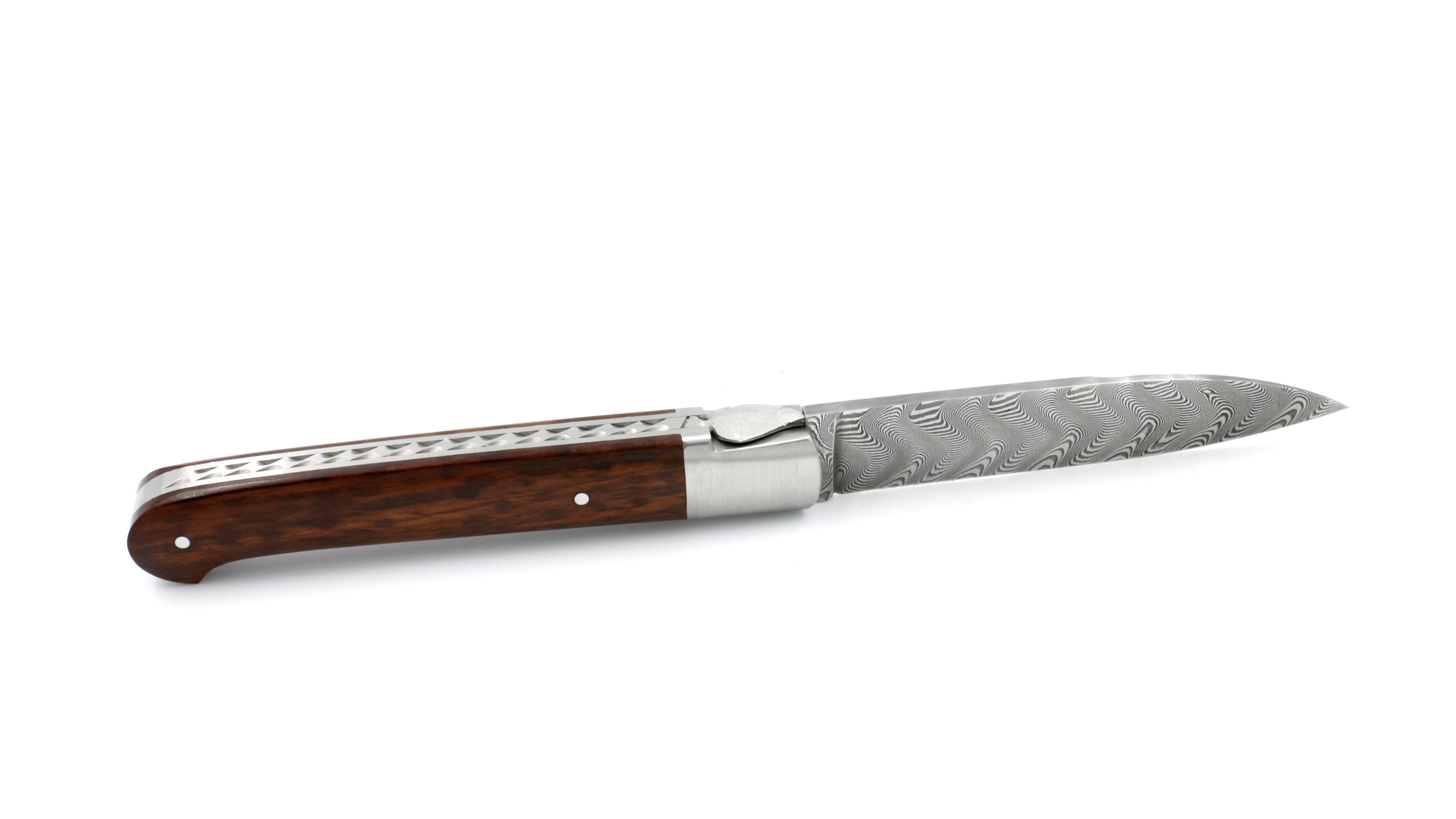 SAUVETERRE knife chiseled snakewood damascus blade 11 cm