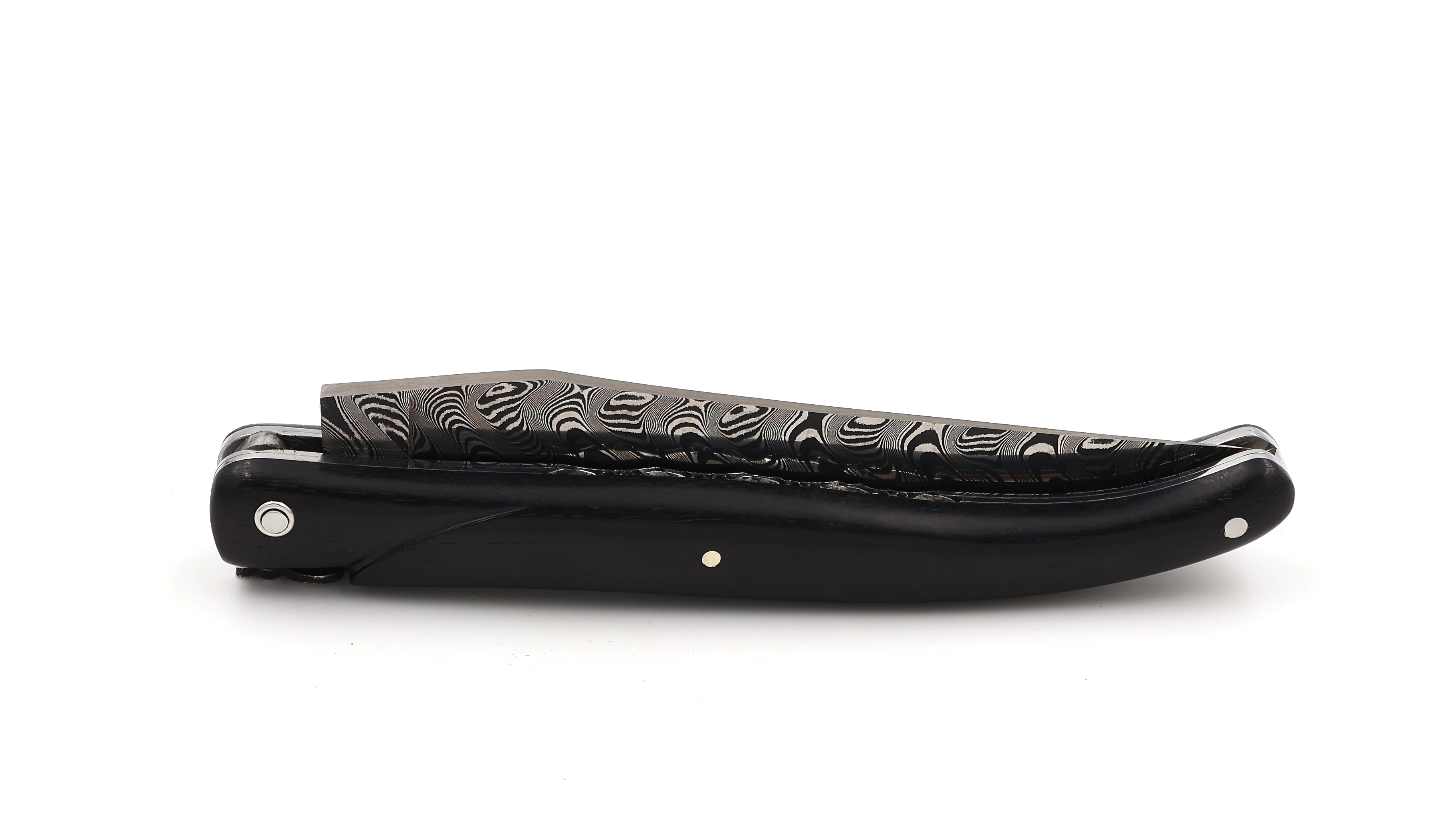 Laguiole en Aubrac  DSC® Carbon Damast Ebenholz massiv Doppelplatine 12 cm