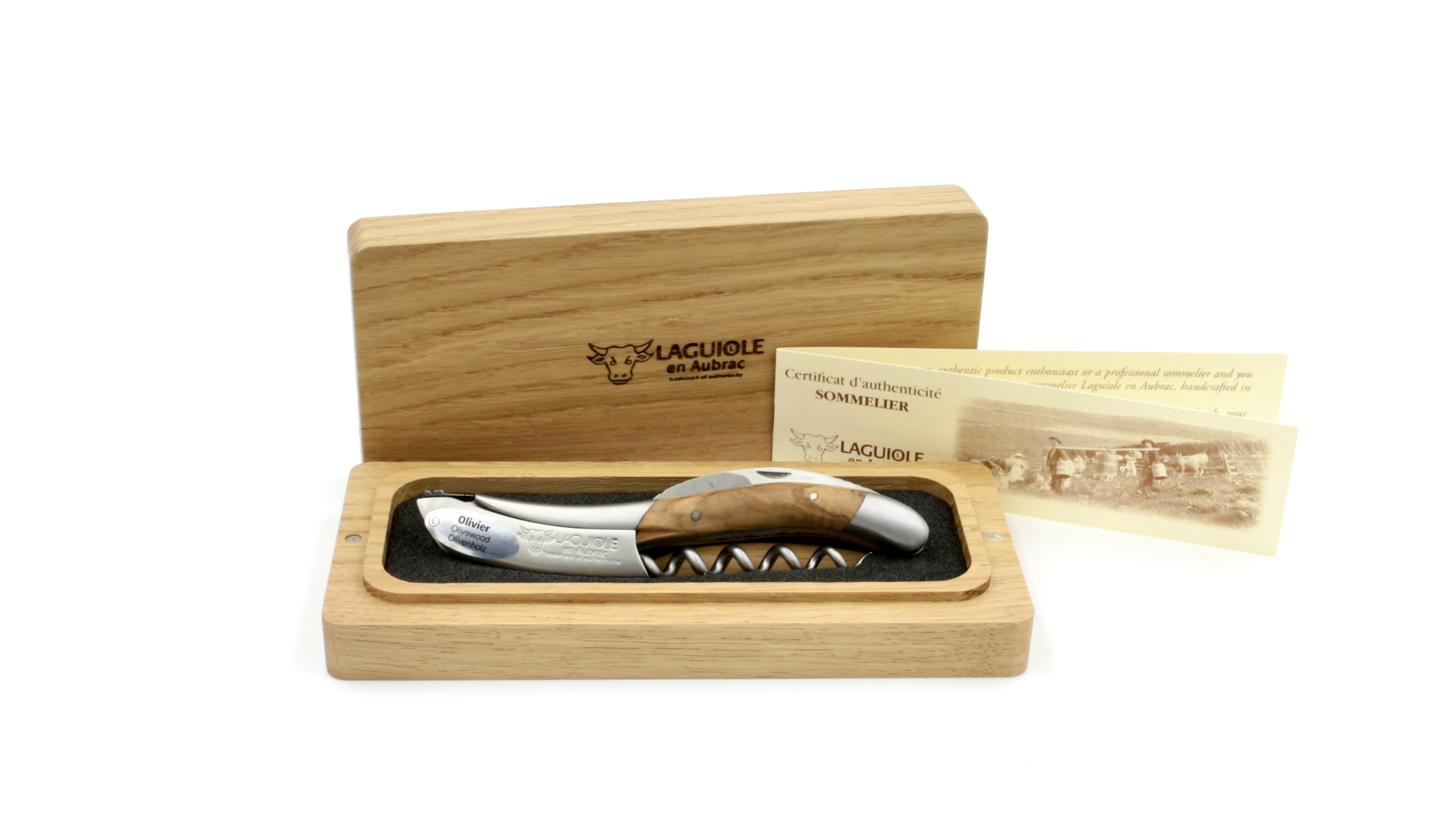 Laguiole en Aubrac Sommeliermesser Olive guillochiert besondere Biene