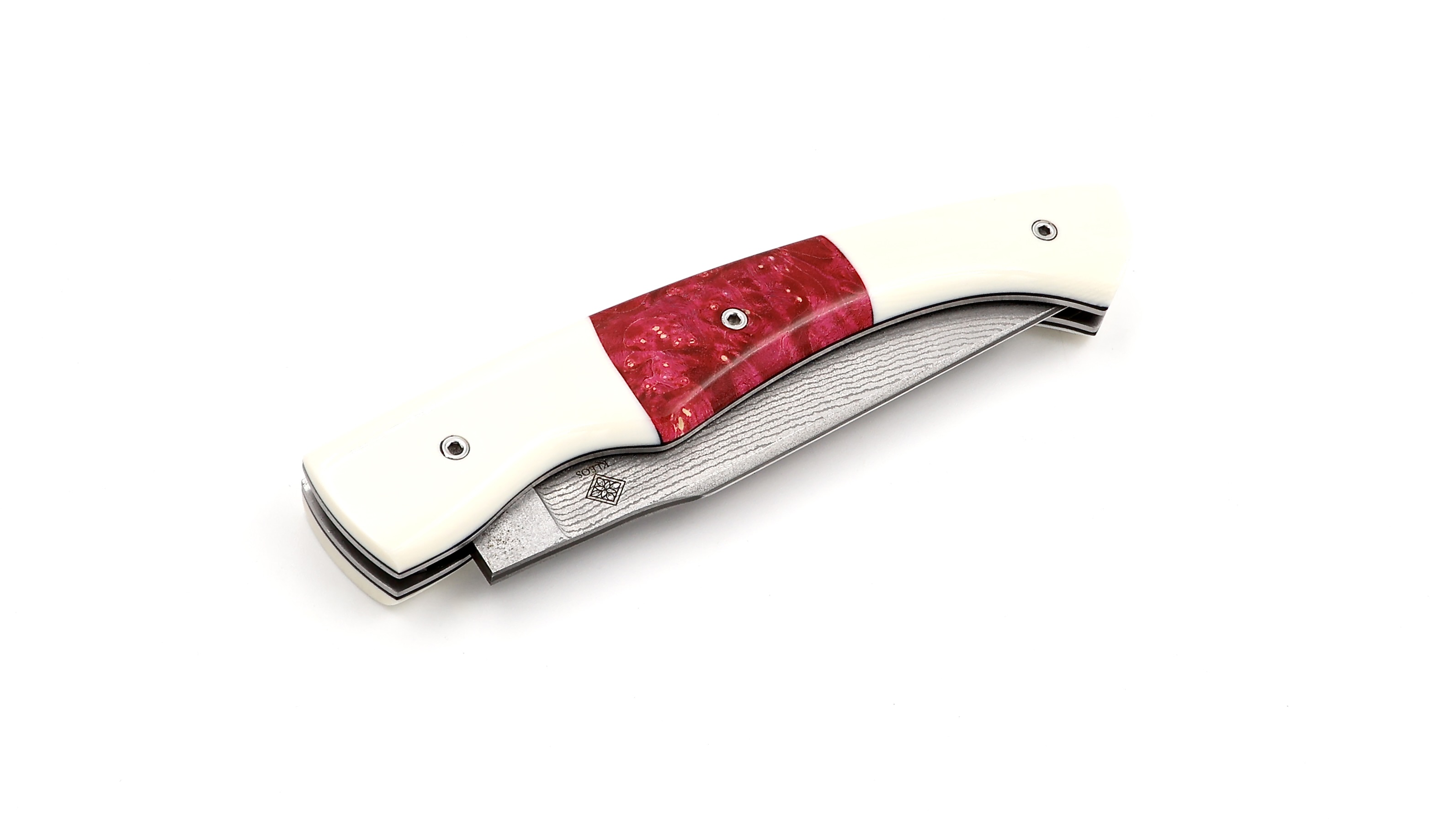KLEOS folding knife LYKOS elforyn and poplar burlwood VG10 suminagashi damascus