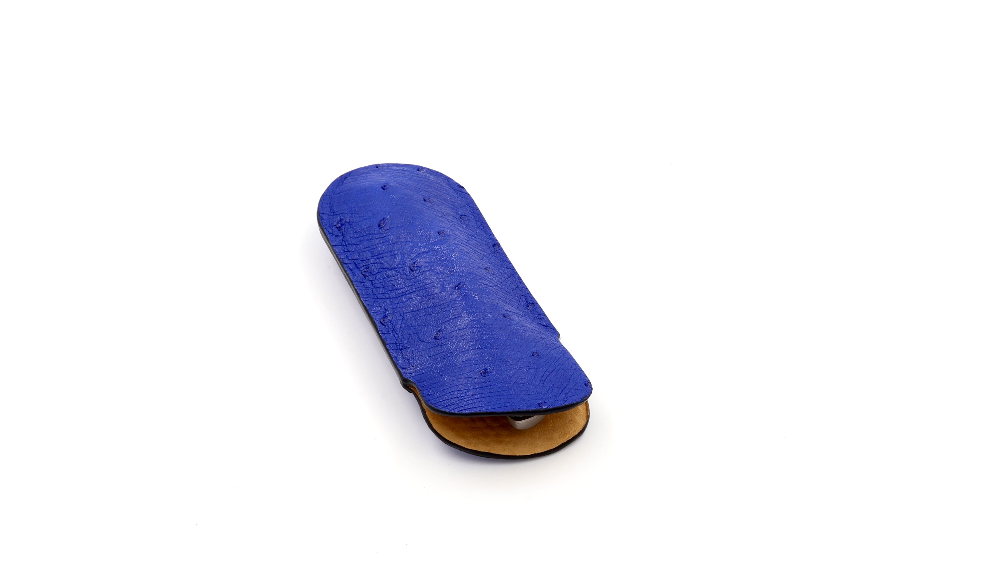 Atelier N°7 ostrich leather indigo blue 14,5 cm