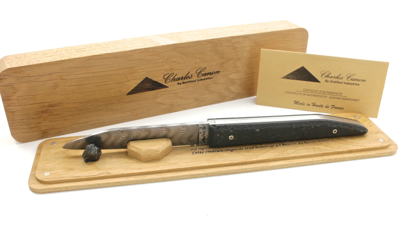 Charles Canon Le TERRIL Damastklinge Griff Rohkohle brut