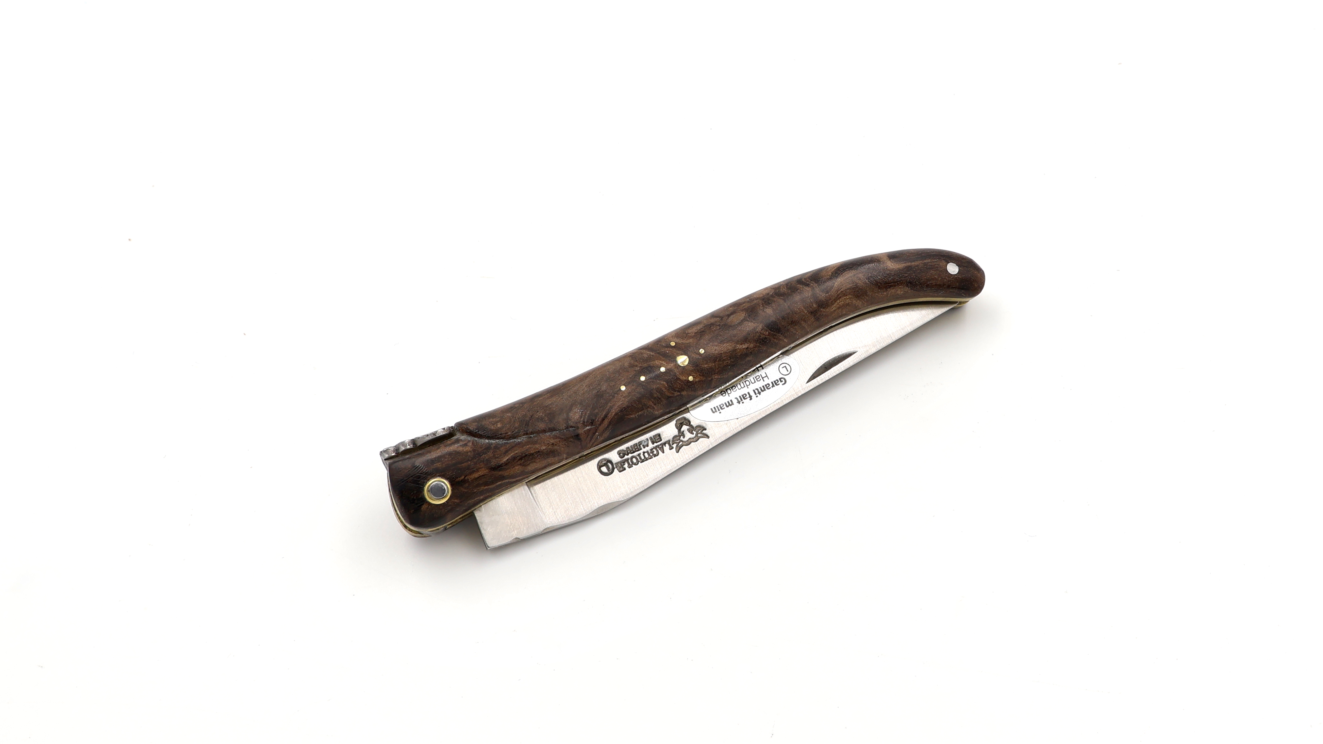 Laguiole en Aubrac  loupe laurel full handle with double plates 12 cm