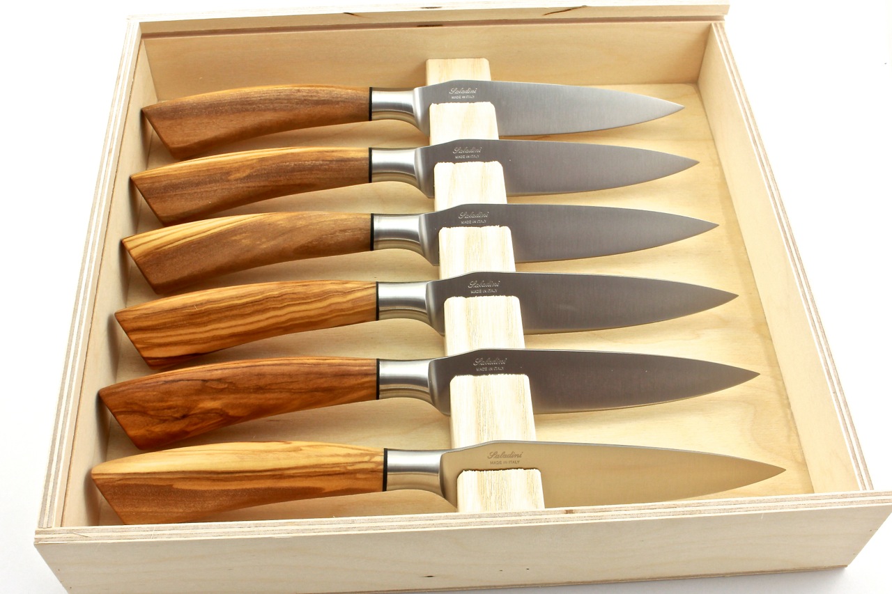 Saladini  Rustico großes Steakmesser  Set 6-tlg. Olive