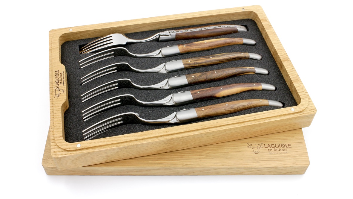 Laguiole en Aubrac Pistazie Laguiole Steakgabel Set