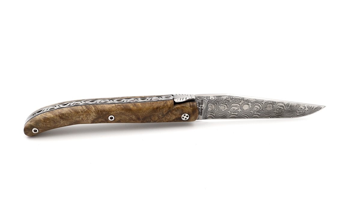 Claude DOZORME Laguiole LUX maple burl 12 cm DSC® damascus
