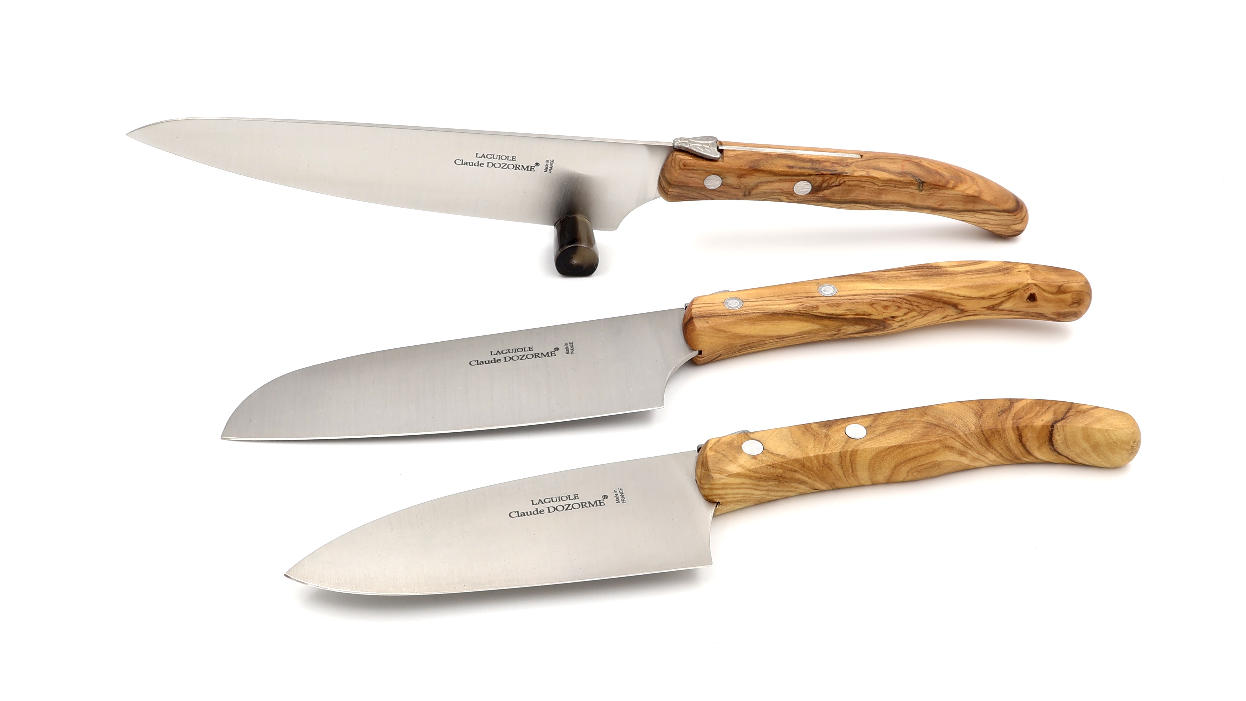 Claude DOZORME Laguiole Kochmesser Set 3-tlg. Olive 