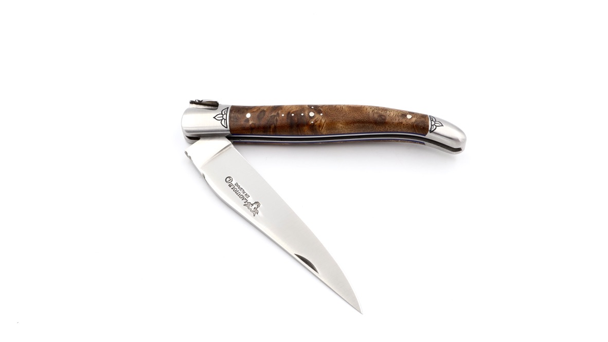 Laguiole en Aubrac master piece laguiole knife burl of albizia 12 cm