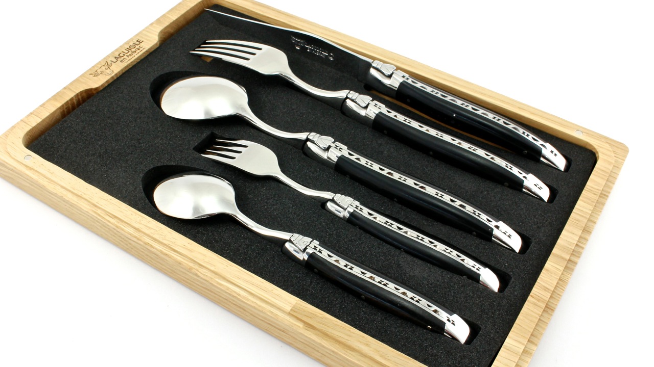 Ebenholz-5er Laguiole en Aubrac Laguiole Besteck Set Ebenholz 5-teilig