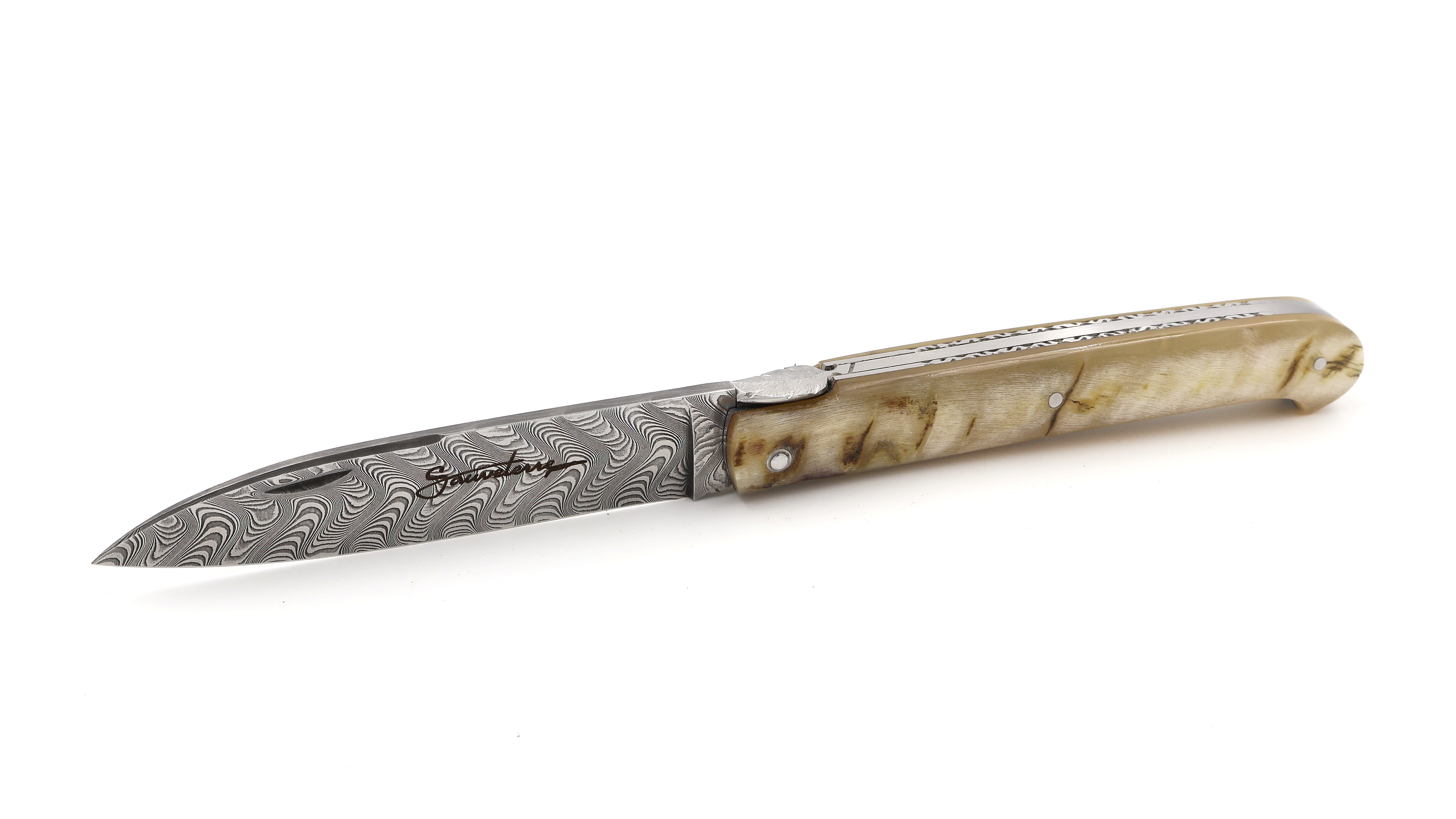 Sauveterre Messer Damast Widder massiv guillochiert 11 cm