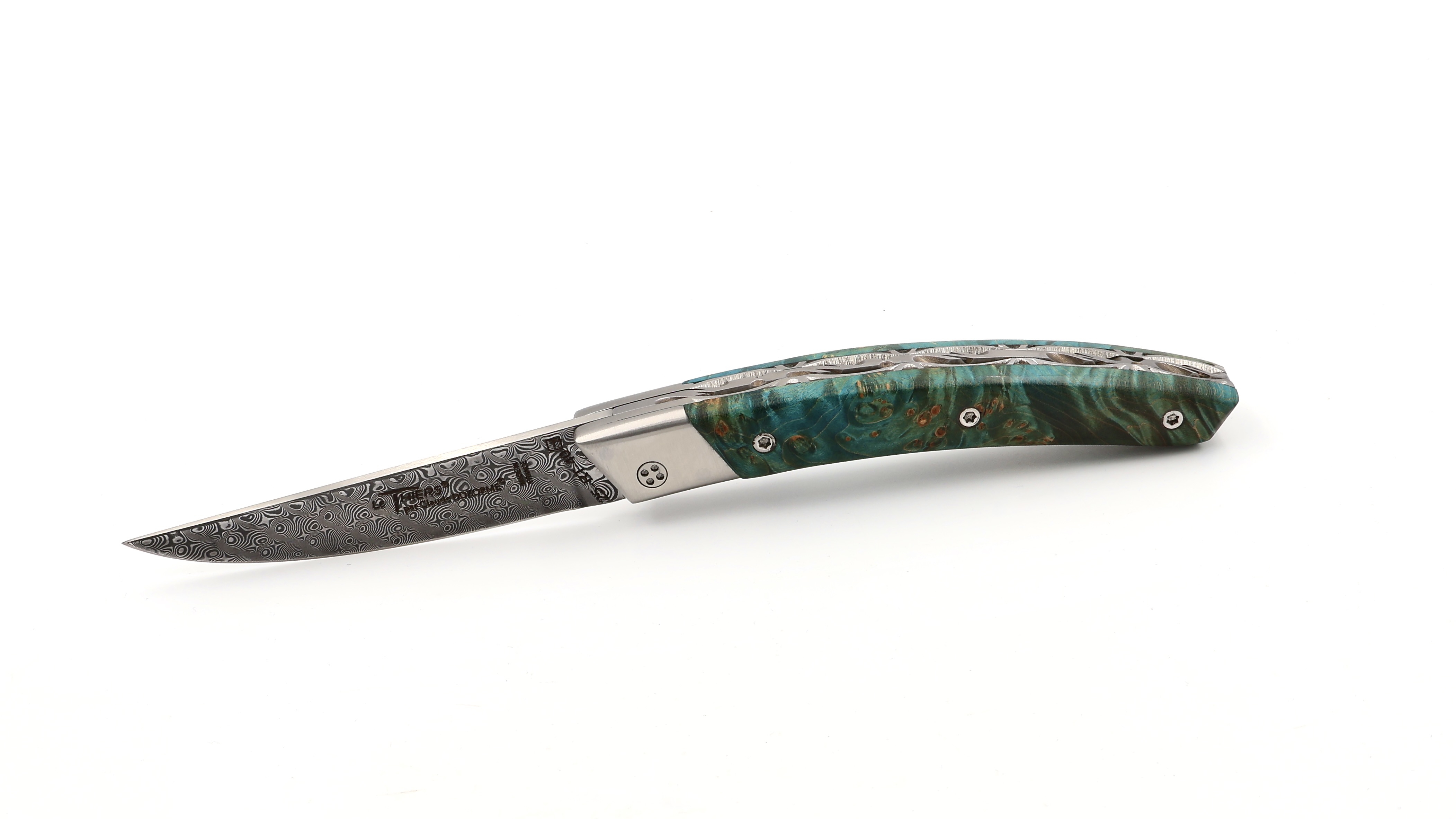 Claude DOZORME Thiers RLT maple burlwood damascus blade Claude DOZORME Thiers RLT maple burlwood damascus blade