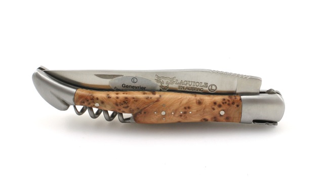 Laguiole en Aubrac juniper with corkscrew chiseled plates 12 cm