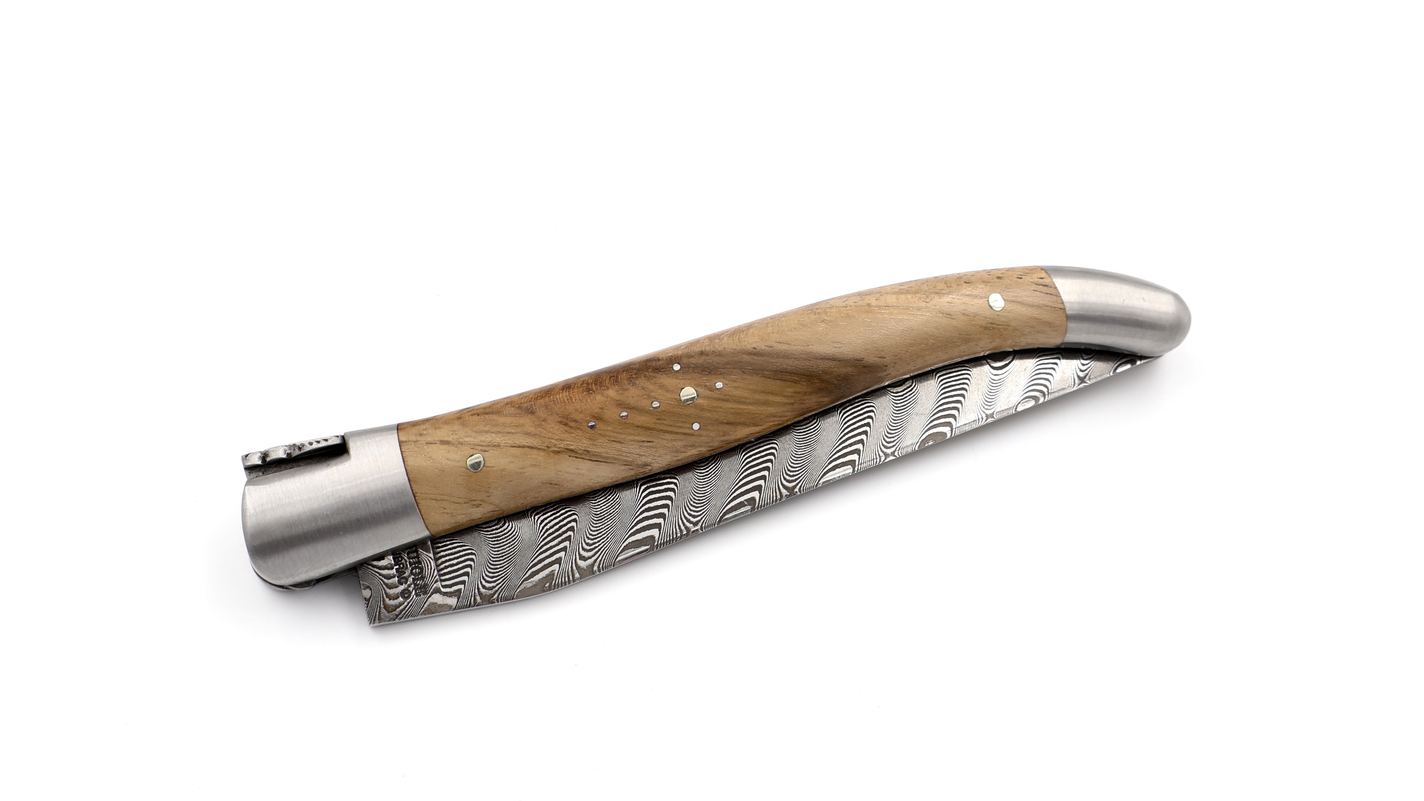 Laguiole en Aubrac  DSC® Carbon Damast Walnussholz guillochierte Platine 12 cm