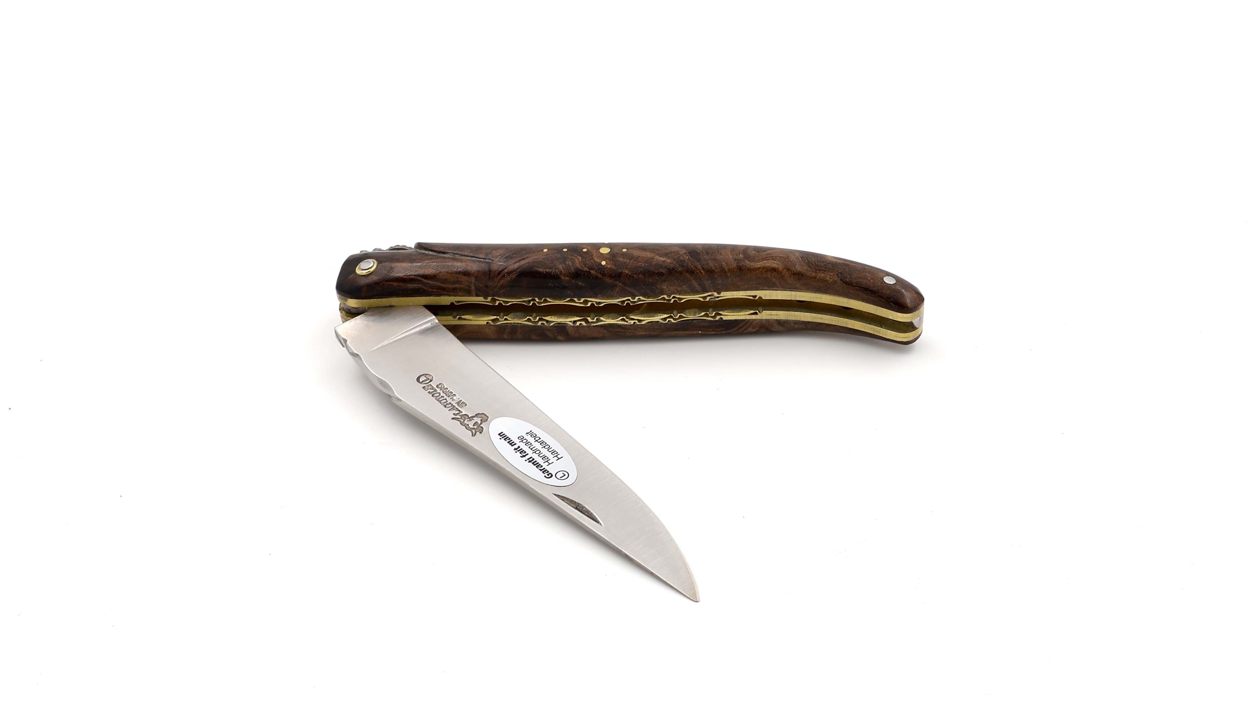Laguiole en Aubrac  loupe laurel full handle with double plates 12 cm