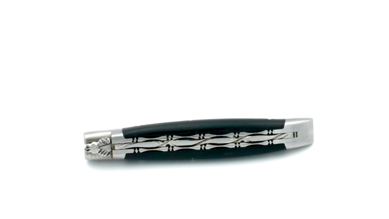 Laguiole en Aubrac DSC® Carbon Damast Ebenholz matt Doppelplatine 12 cm