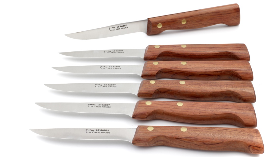 AU SABOT steak knives set of 6 bubinga wood