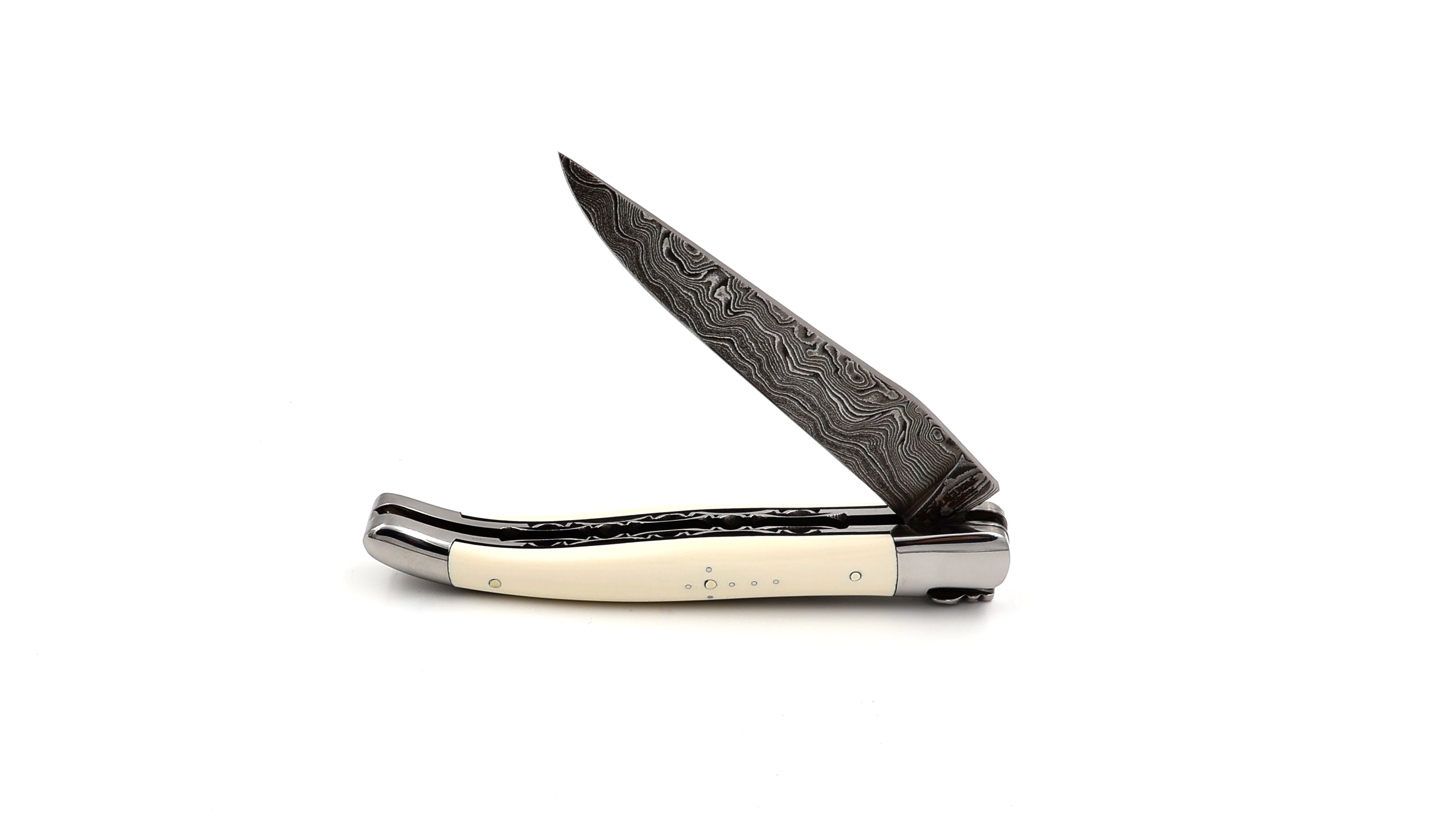 Laguiole en Aubrac Mammutelfenbein Doppelplatine Damastklinge 12 cm 