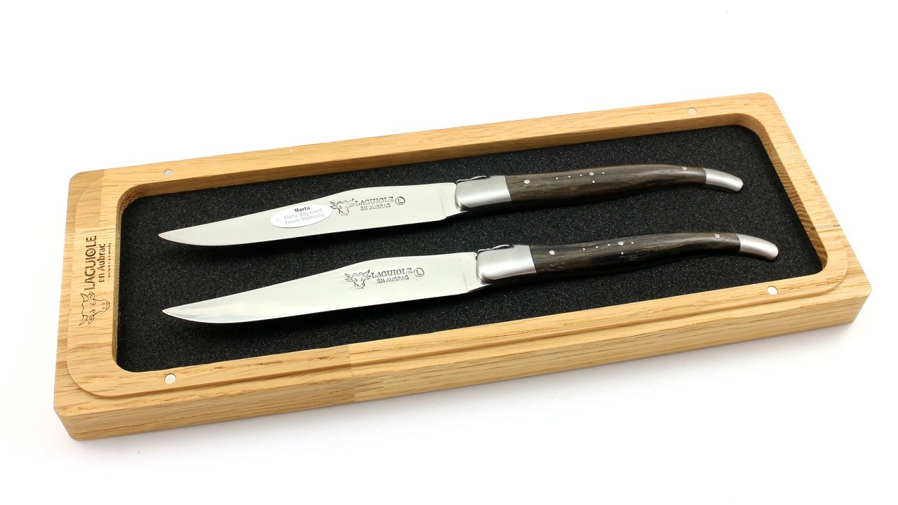 Laguiole en Aubrac fossile Mooreiche Laguiole Steakmesser Set