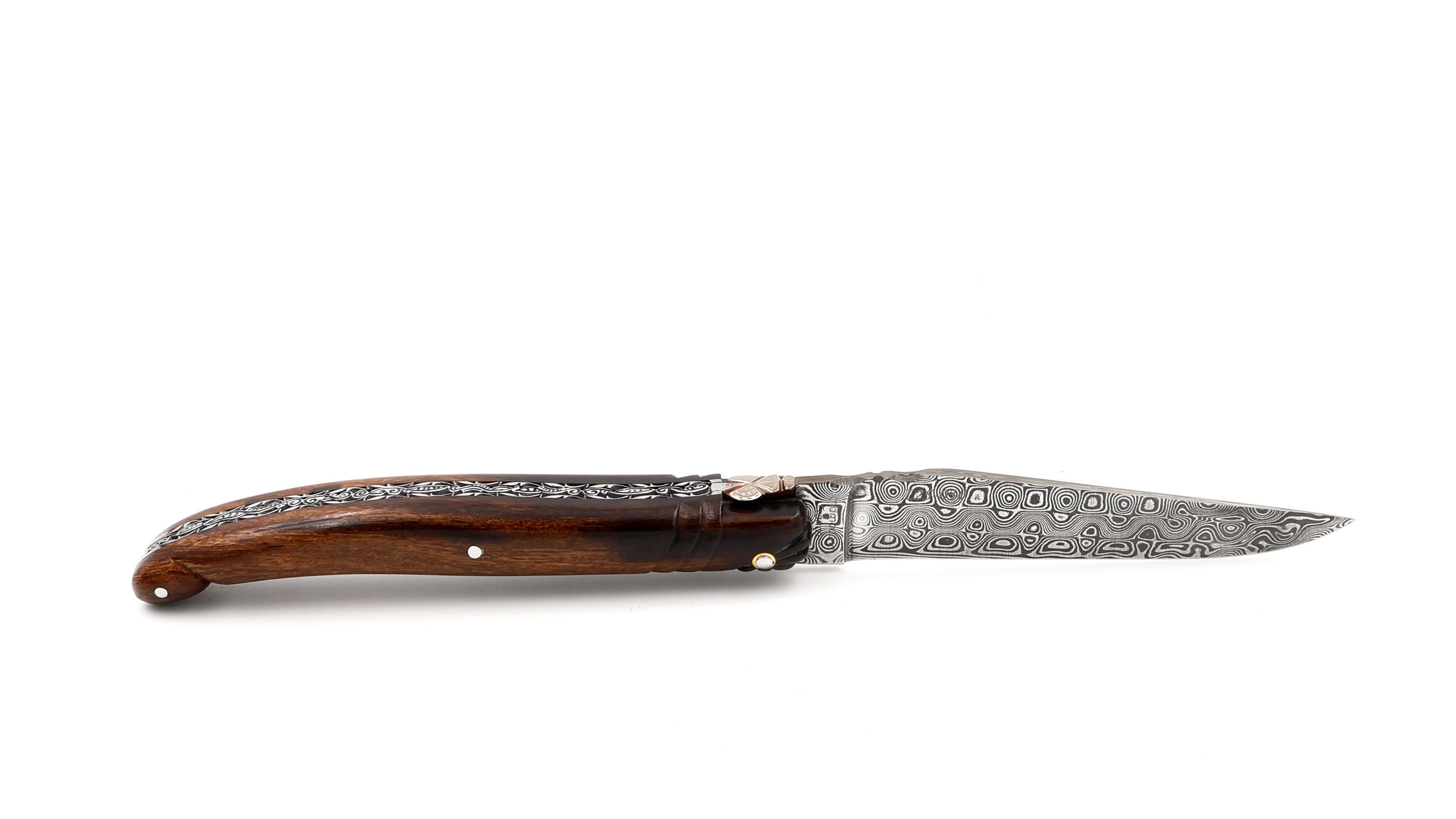 Fontenille Pataud Laguiole SCULPTURE Wüsteneisen Wurzelholz Damastklinge 12 cm 