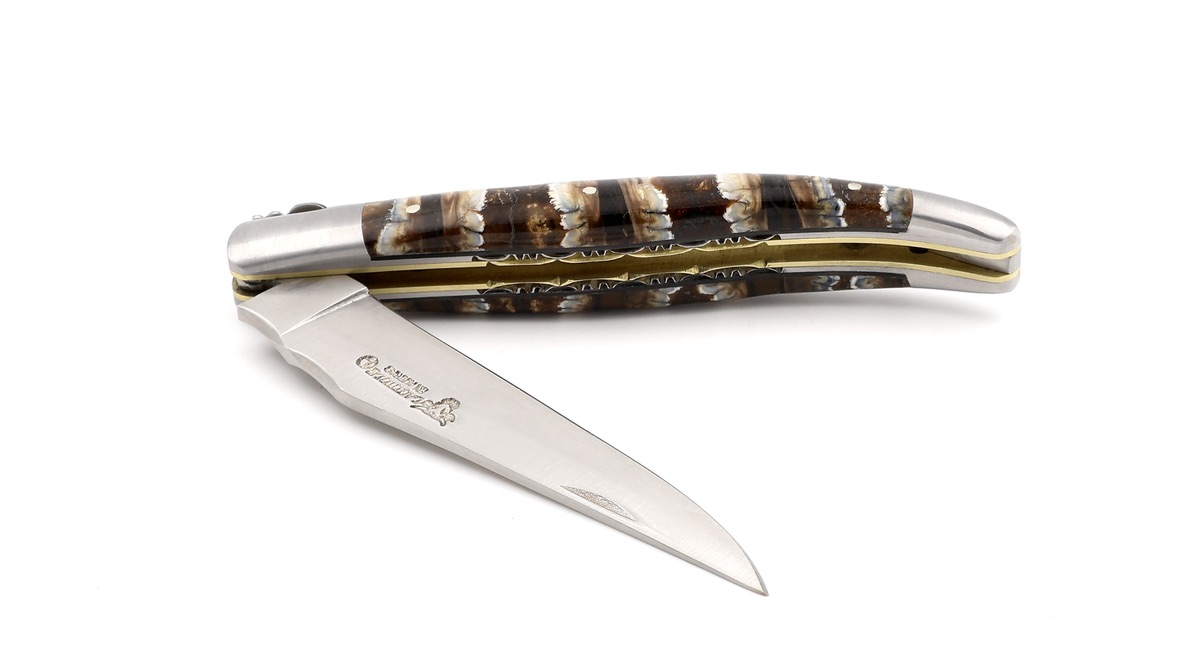 Laguiole en Aubrac Mammutbackenzahn braun Doppelplatine 12 cm