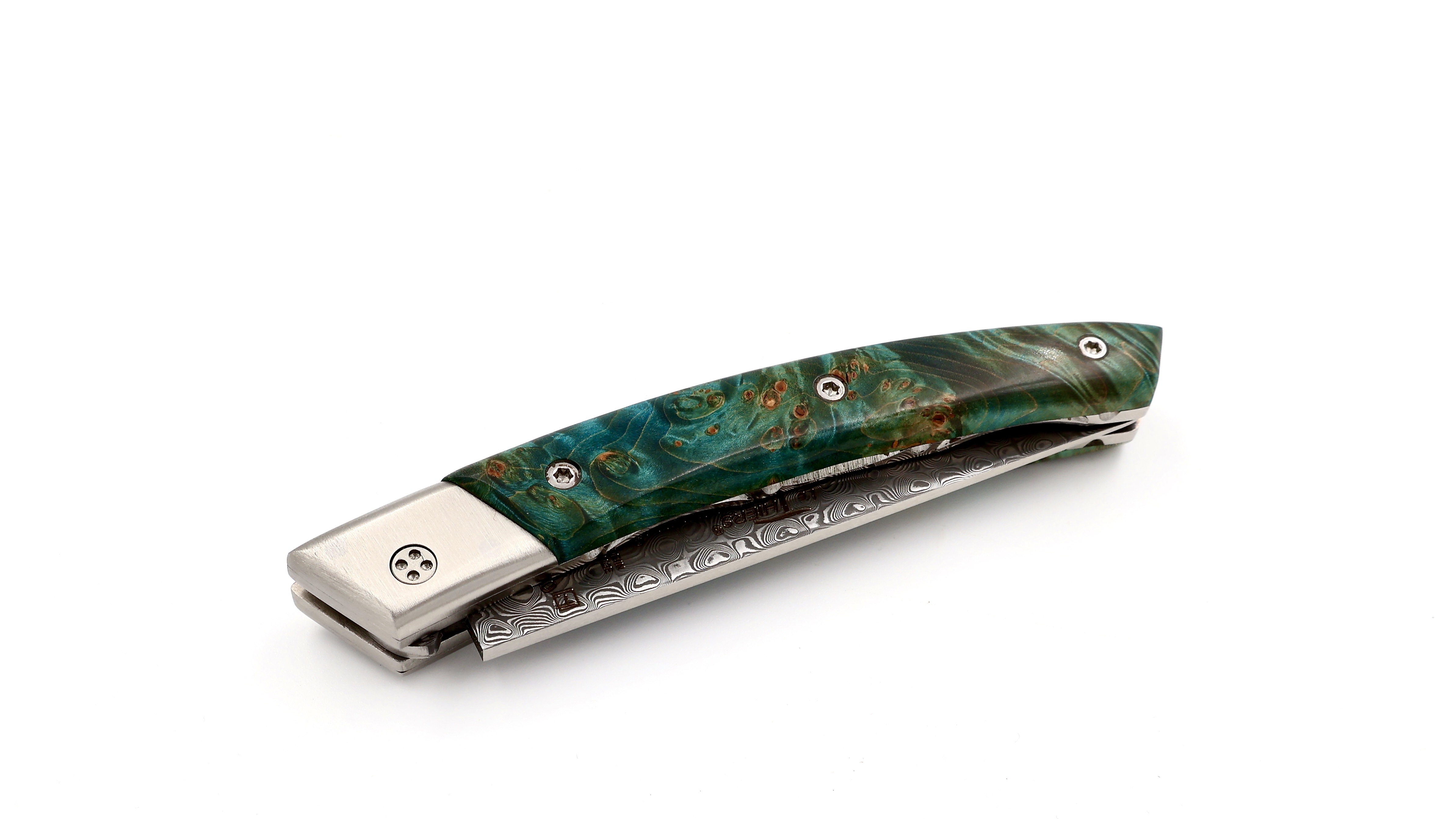 Claude DOZORME Thiers RLT maple burlwood damascus blade Claude DOZORME Thiers RLT maple burlwood damascus blade