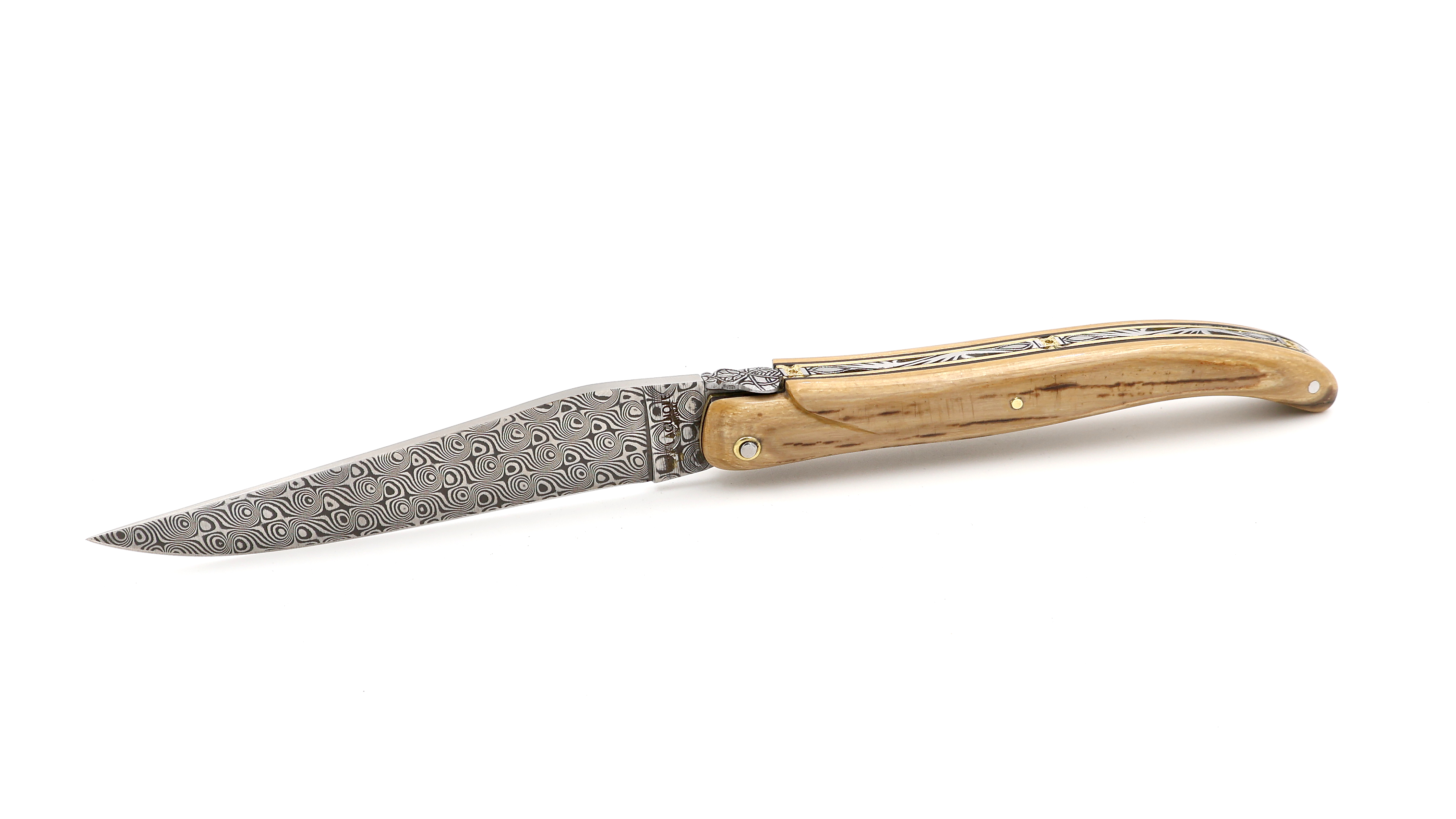 Laguiole en Aubrac laguiole knife DSC® damascus ECLIPSE mammoth crust 12 cm