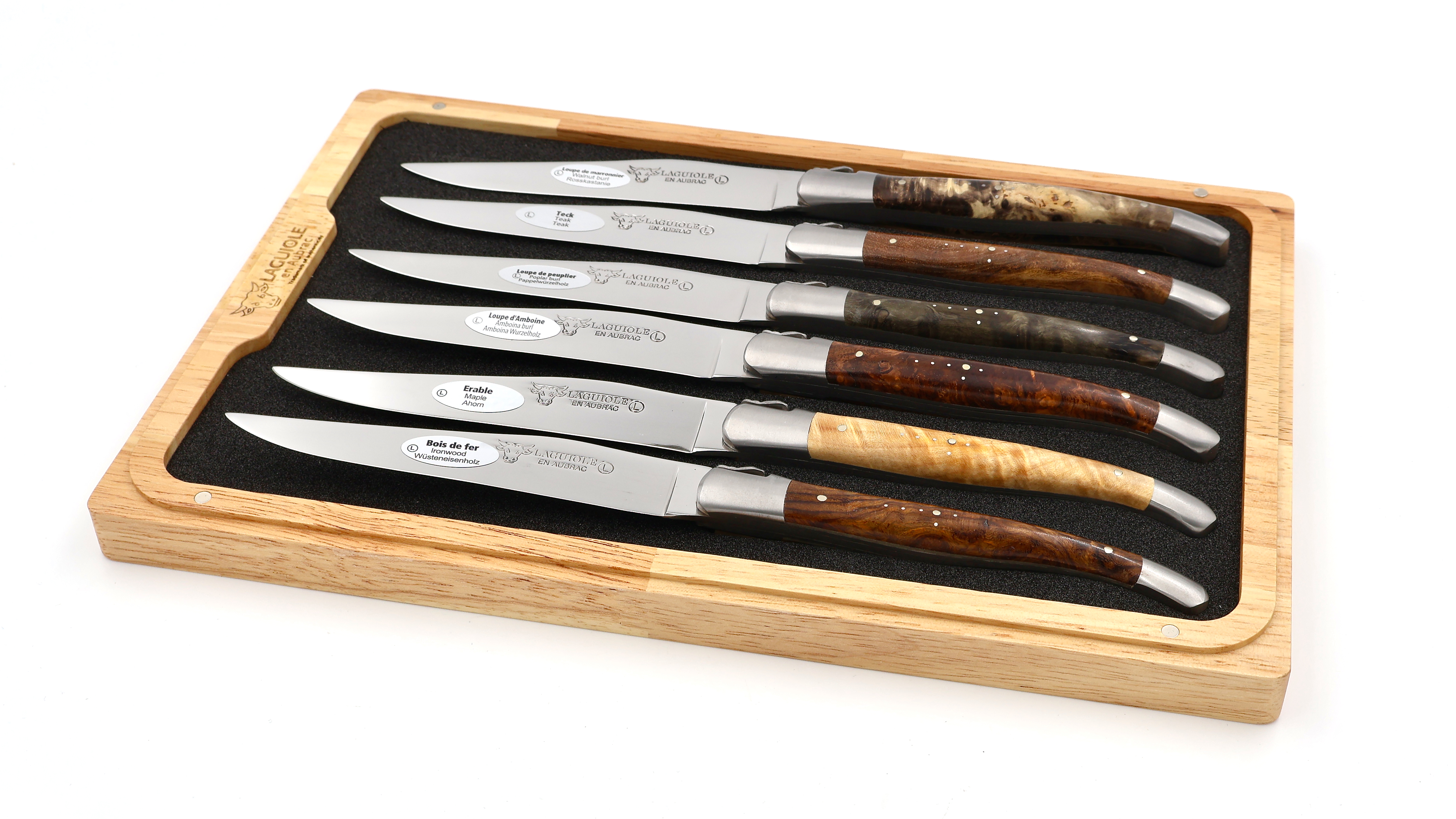 Laguiole en Aubrac steak knives set mixed root woods
