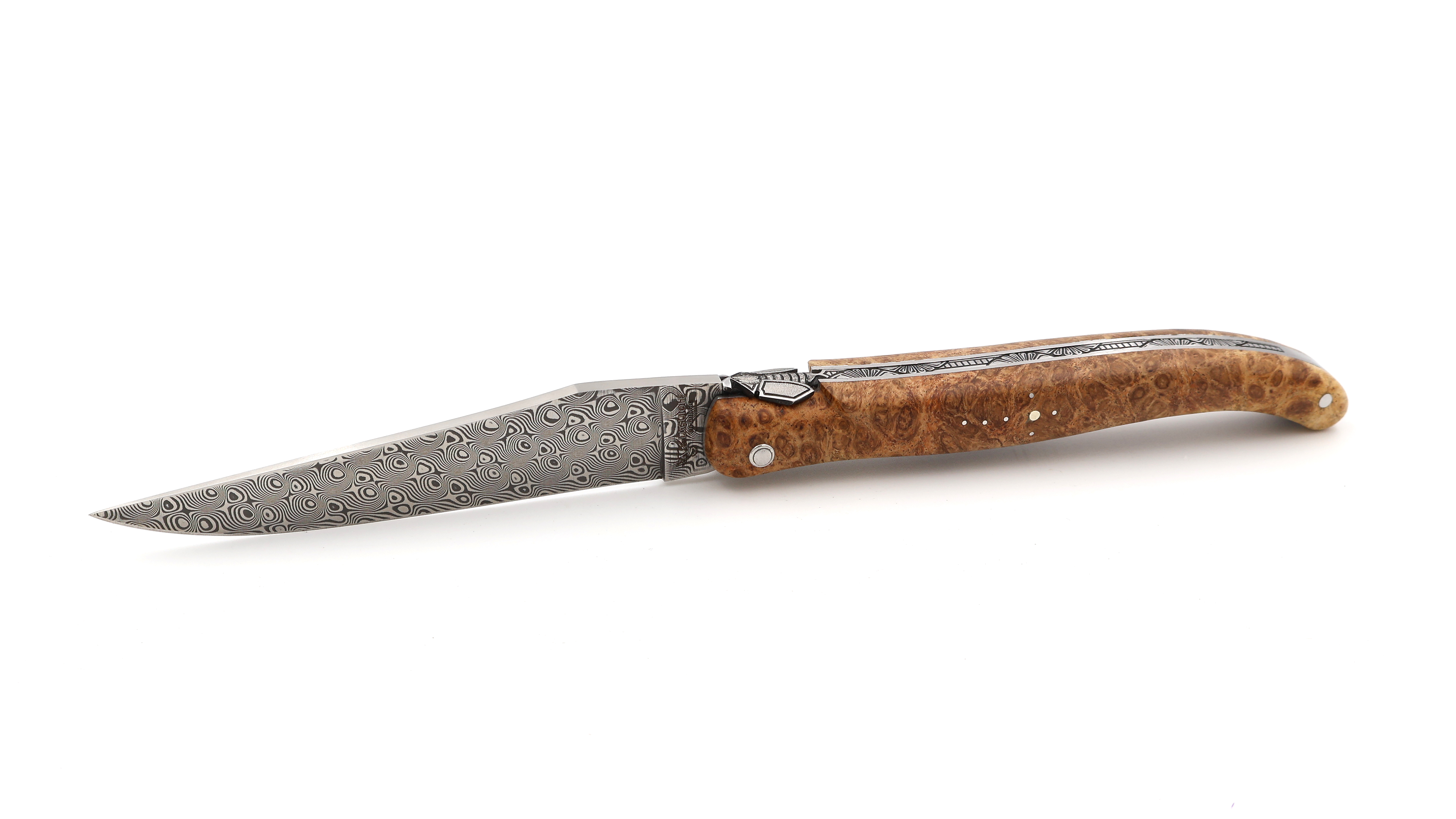 Meisterstück Laguiole en Aubrac DSC® Rosendamast Gold-Amboina Wurzelholz 12 cm