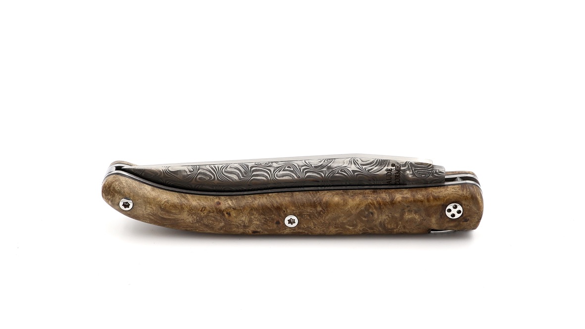 Claude DOZORME Laguiole LUX maple burl 12 cm DSC® damascus