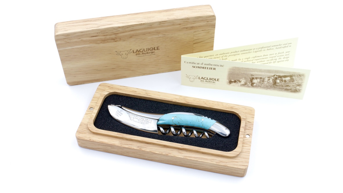 56FB811C-1FFF-48C0-AB77-CB5FA2B89261_1_105_c Laguiole en Aubrac Sommeliermesser Türkis poliert
