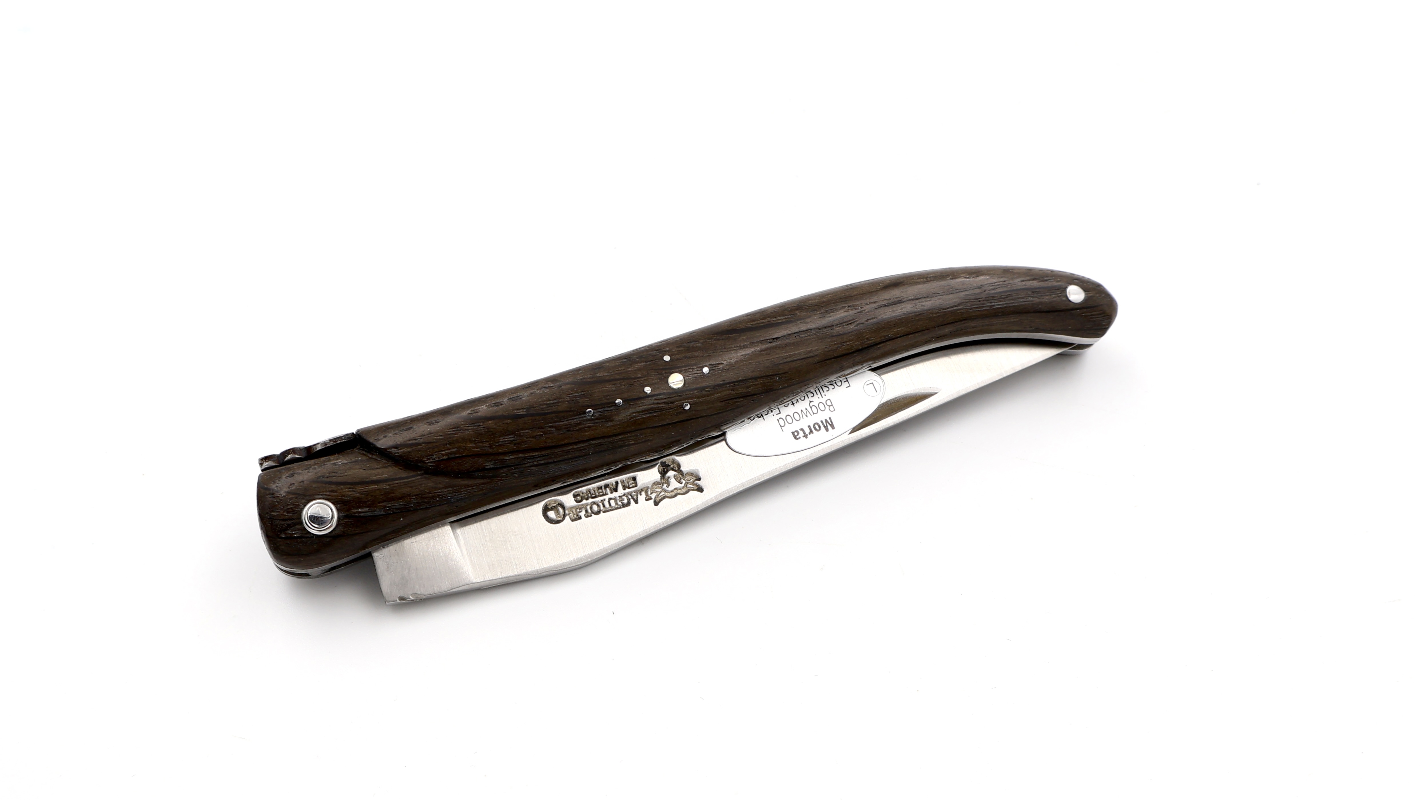 Laguiole en Aubrac Mooreiche massiver Griff Doppelplatine 12 cm