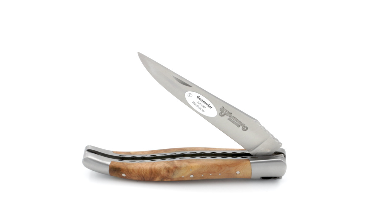 IMG_2915 Laguiole en Aubrac Spiralfeder Wacholder Doppelplatine 12 cm