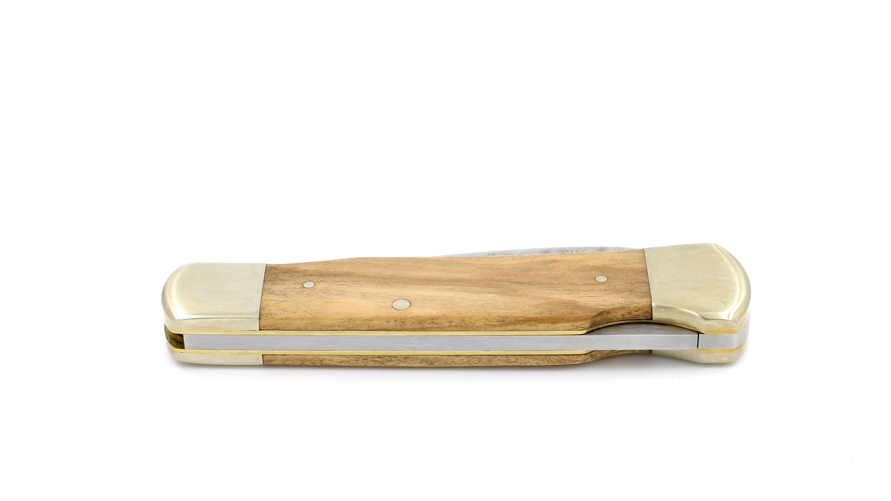 Hartkopf pocketknife olive wood with damascus blade backlock