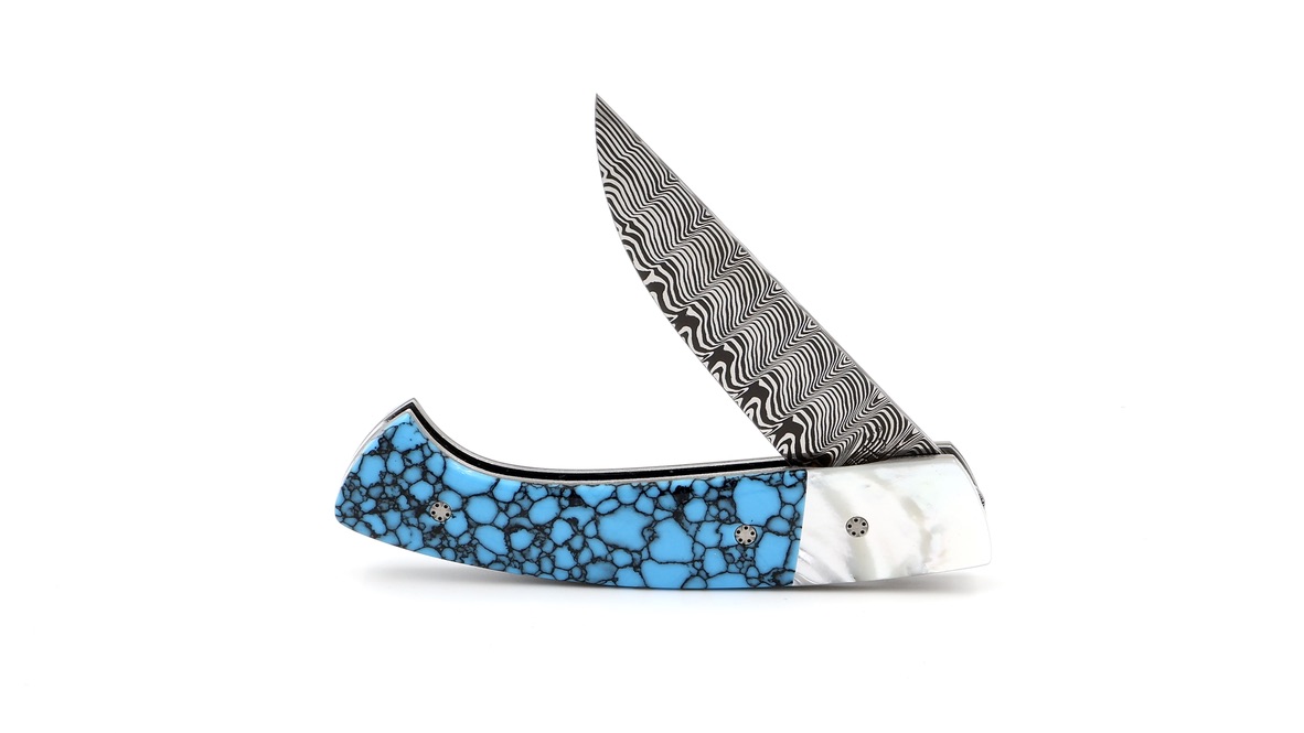 MANU LAPLACE 1515  Esprit Amèrindiens mother of pearl & turquis damasus