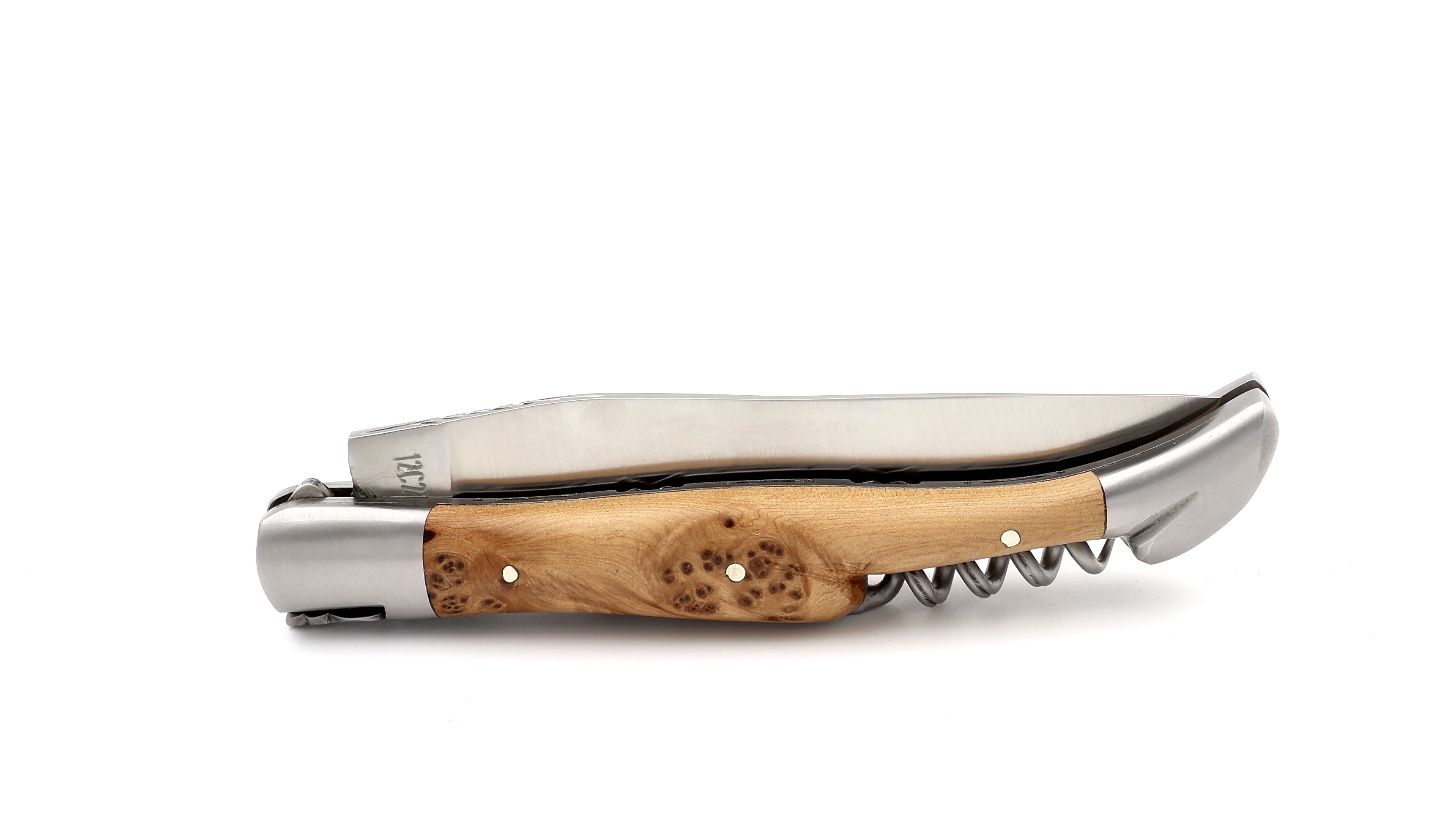 Laguiole en Aubrac Wacholder mit Korkenzieher Doppelplatine  12 cm