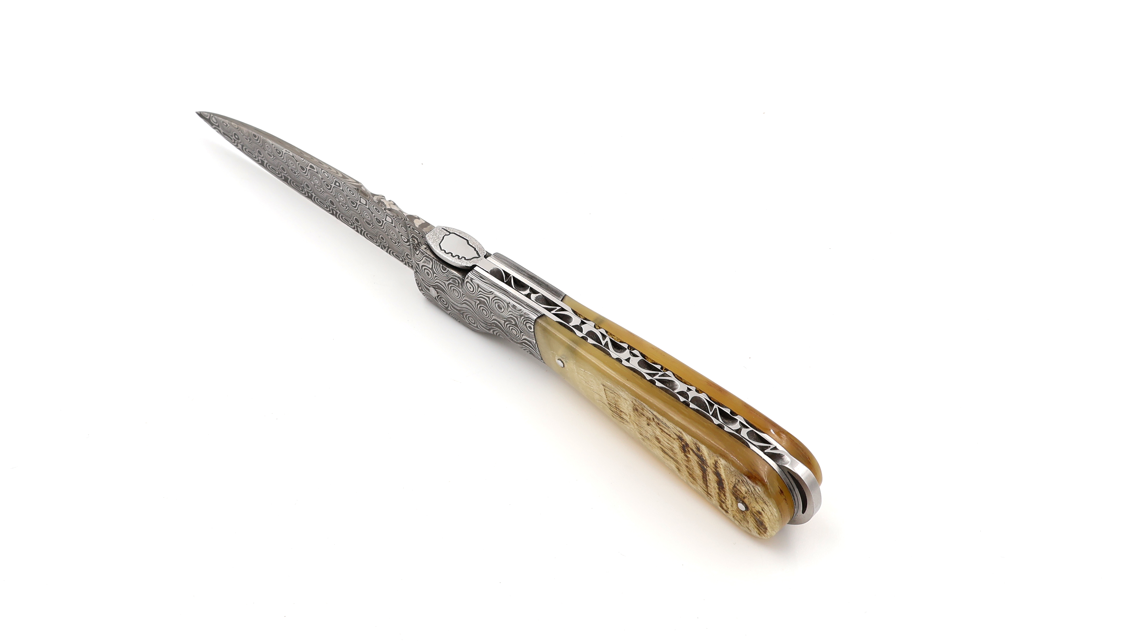 Fontenille Pataud SPERONE guillochiert Damast Widderhorn Damastbacken 12 cm