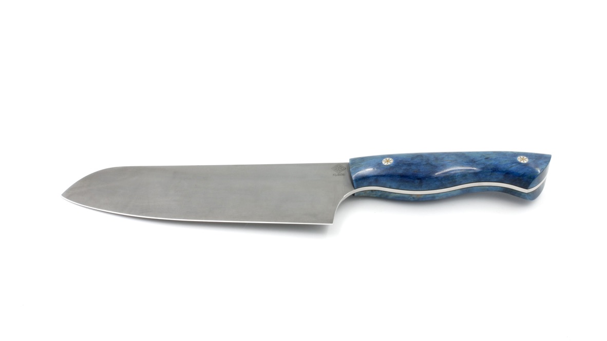 KLEOS Prestige Kochmesser SANTOKU Maserbirke stonewashed Klinge 14C28N(2)