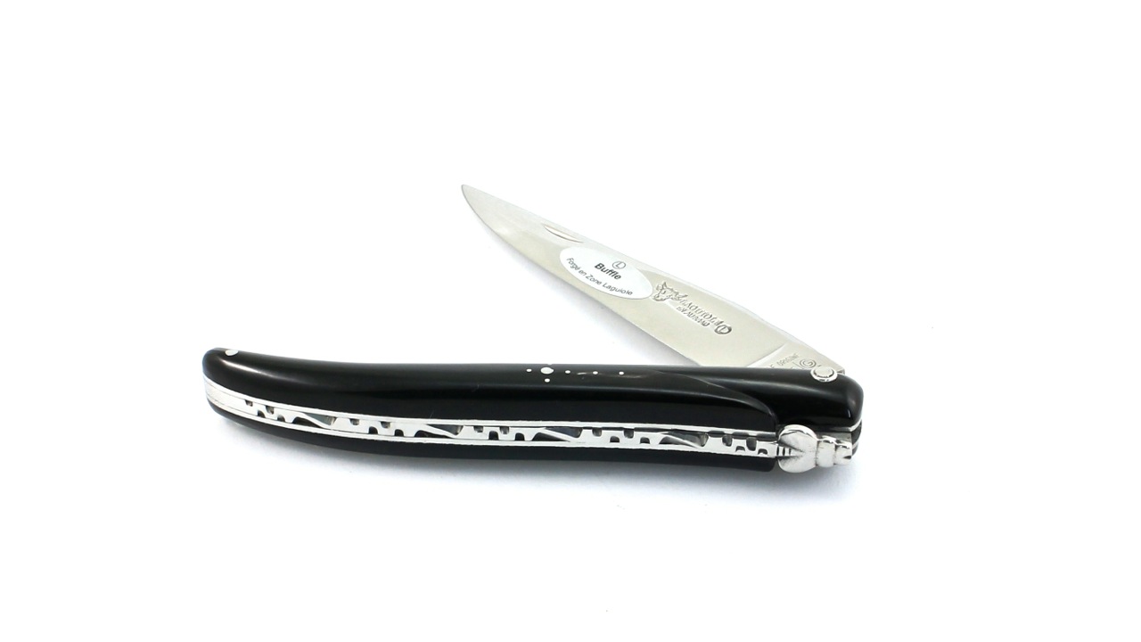 Laguiole en Aubrac buffalo horn full handle 12 cm