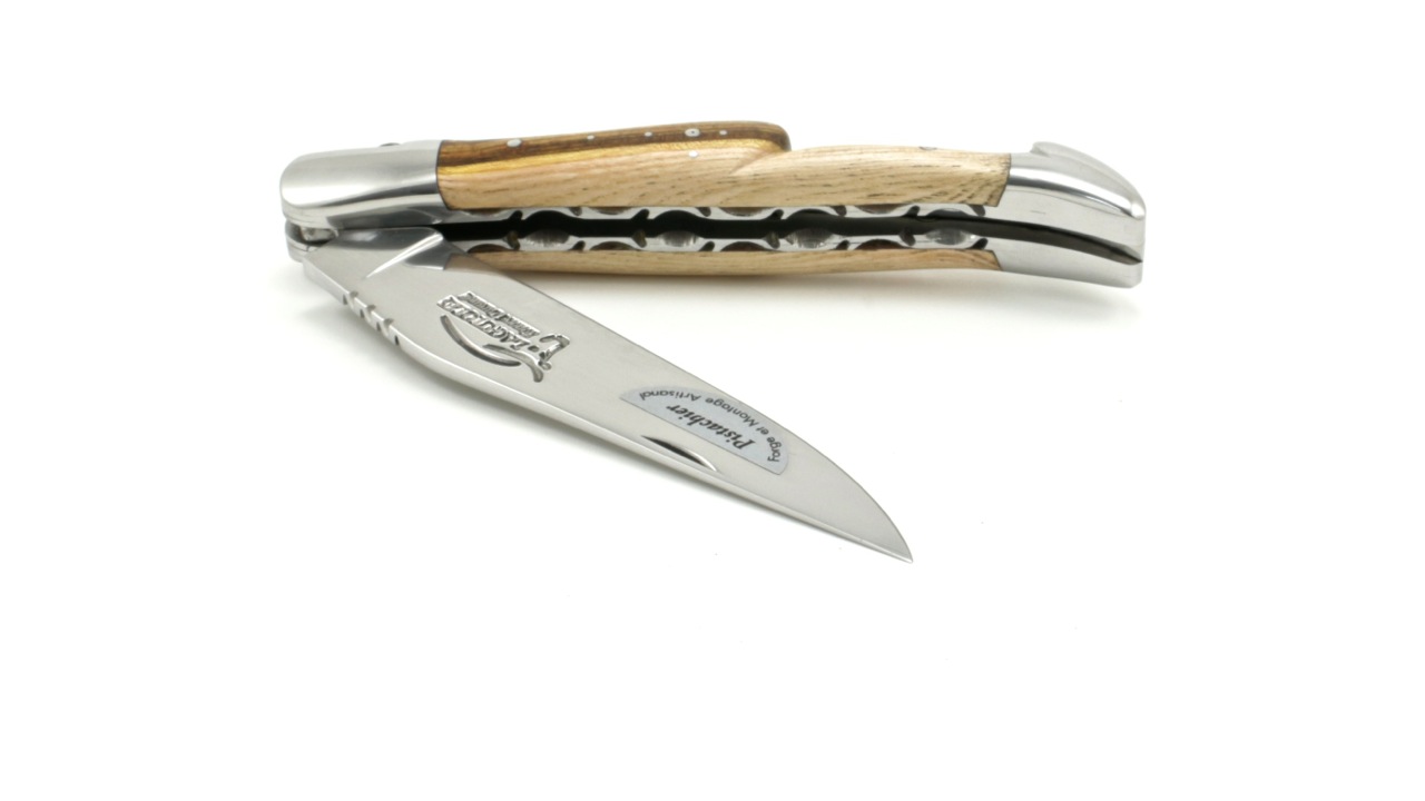 DP-poliert-Pistazie-3 Honoré Durand Laguiole knife Prestige doubleplates with corkscrew Pistachio shiny 12 cm