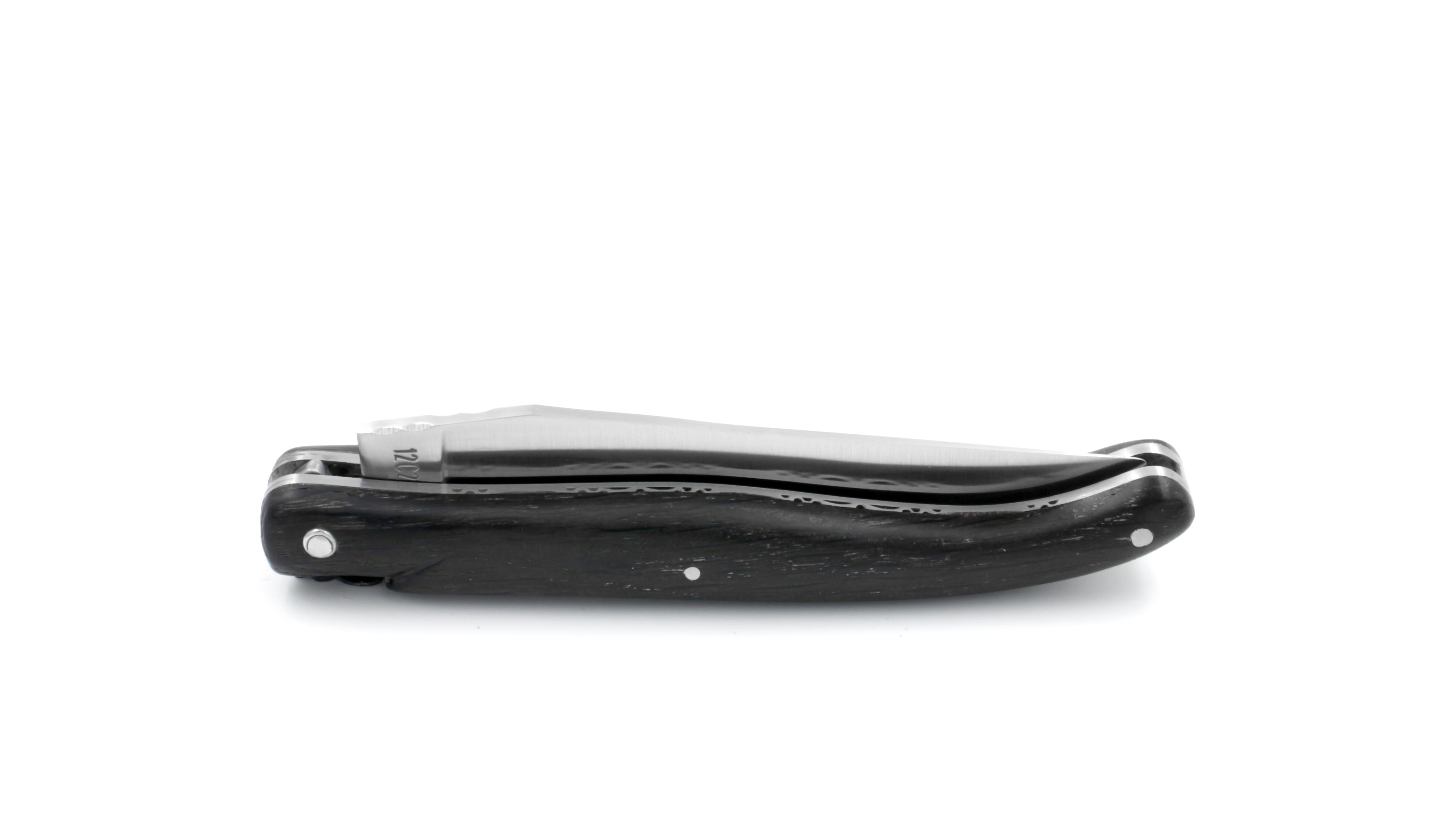 Laguiole en Aubrac double plates knife bog oak full handle 12 cm