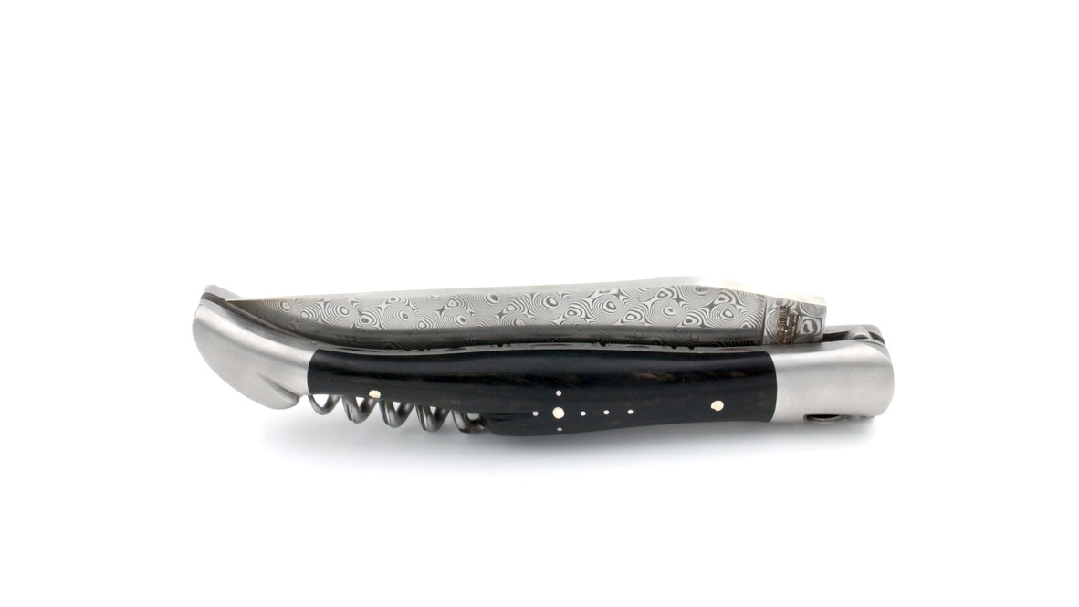 Laguiole en Aubrac  DSC® rostfreier Rosendamast Ebenholz Doppelplatine Korkenzieher 12 cm 