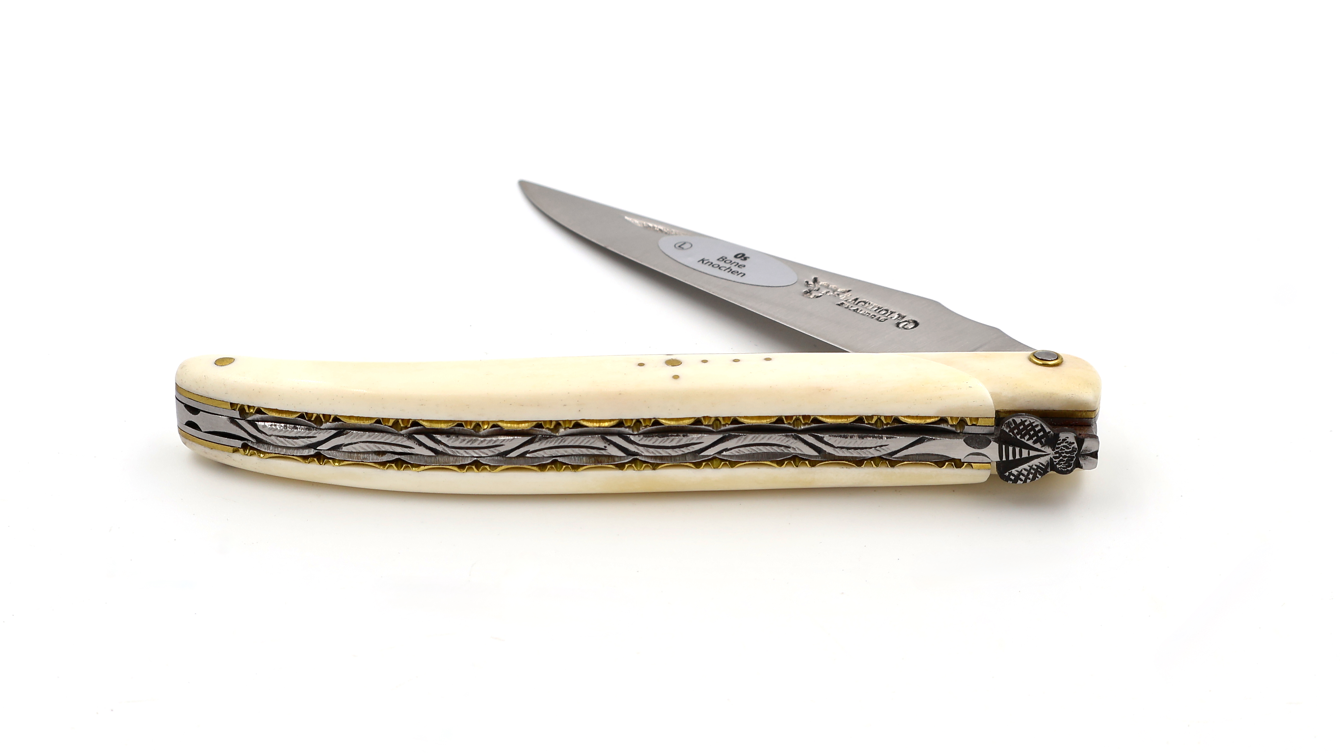 Laguiole en Aubrac Knochen massiv Messingplatine Doppelplatine 12 cm