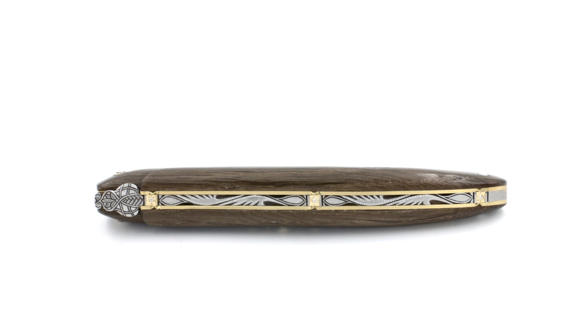 Laguiole en Aubrac Modell ECLIPSE DSC® rostfreier Rosendamast Mooreiche 12 cm 
