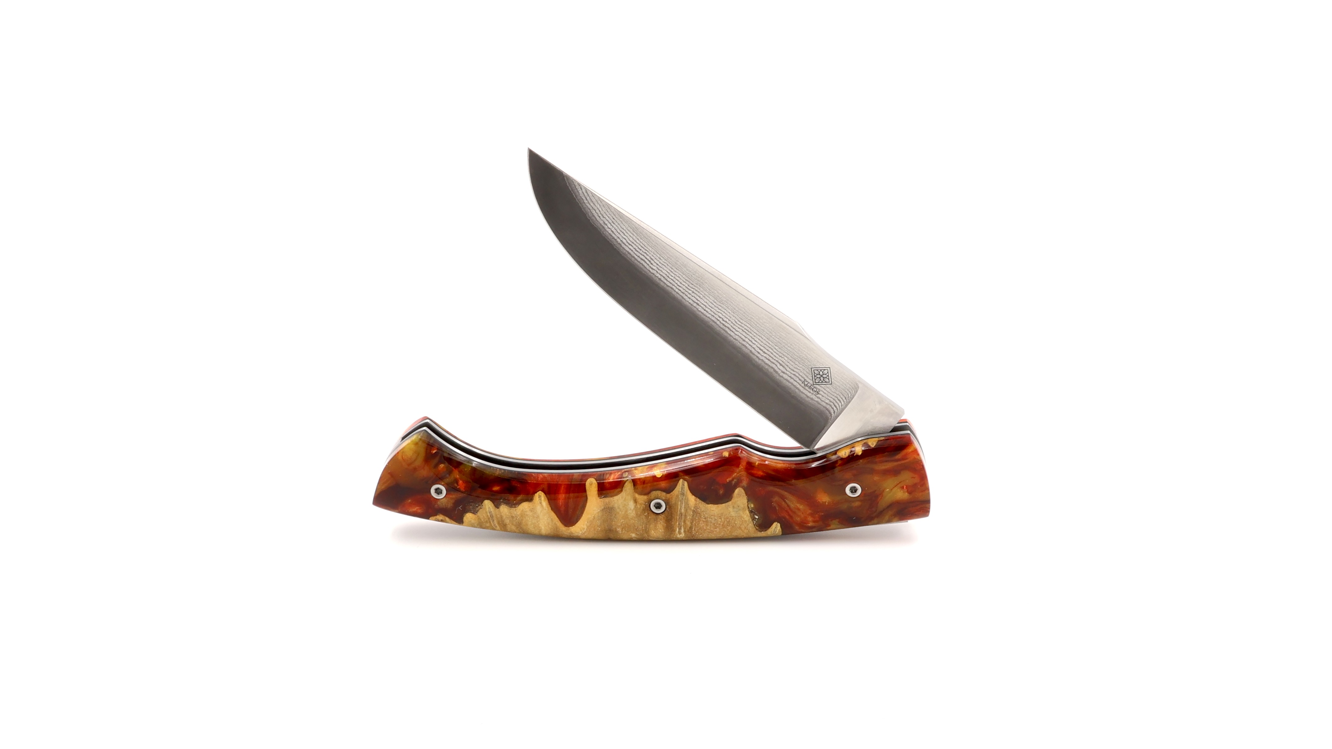 KLEOS folding knife LYKOS hybrid wood VG10 suminagashi damascus blade KLEOS folding knife LYKOS hybrid wood VG10 suminagashi damascus blade