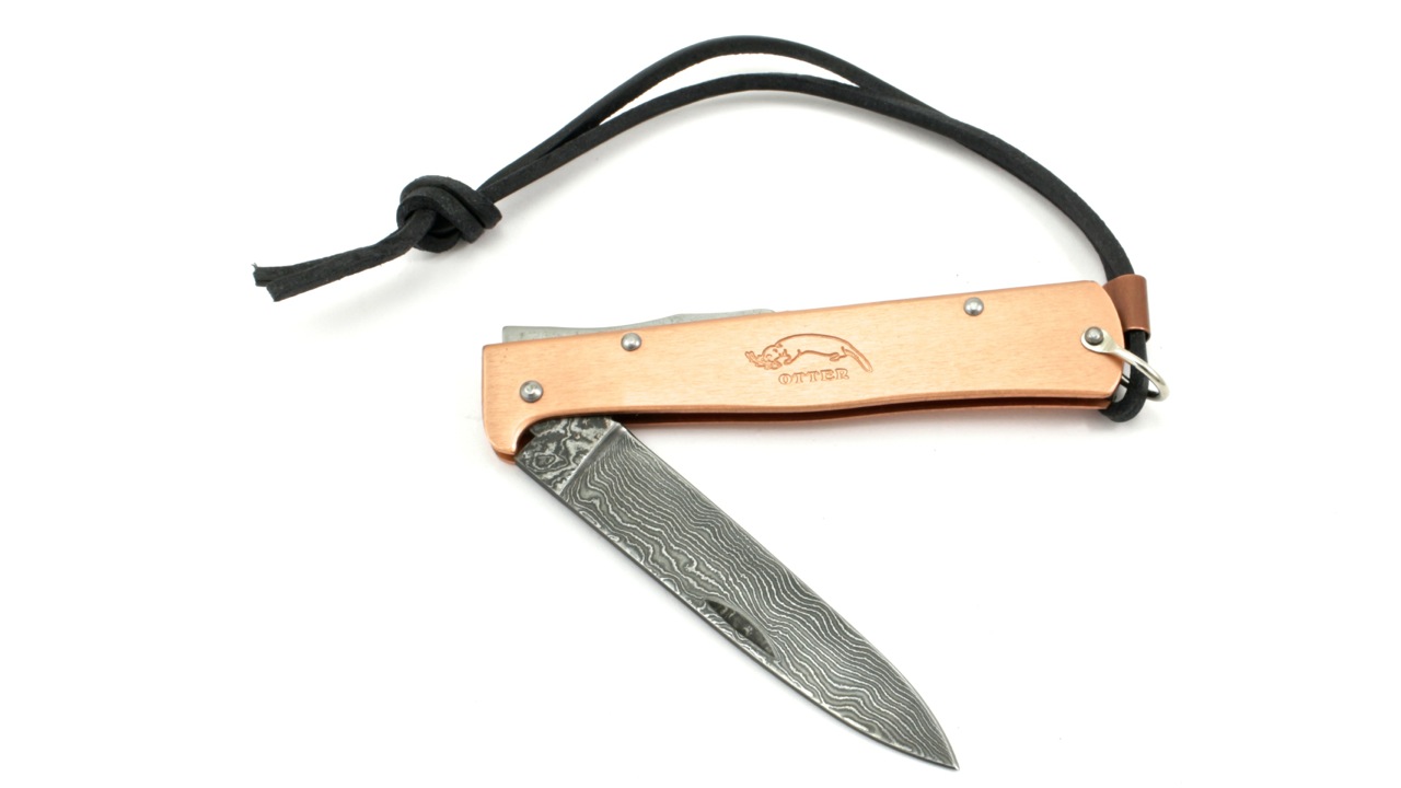 OTTER MERCATOR knife copper scales damascus blade