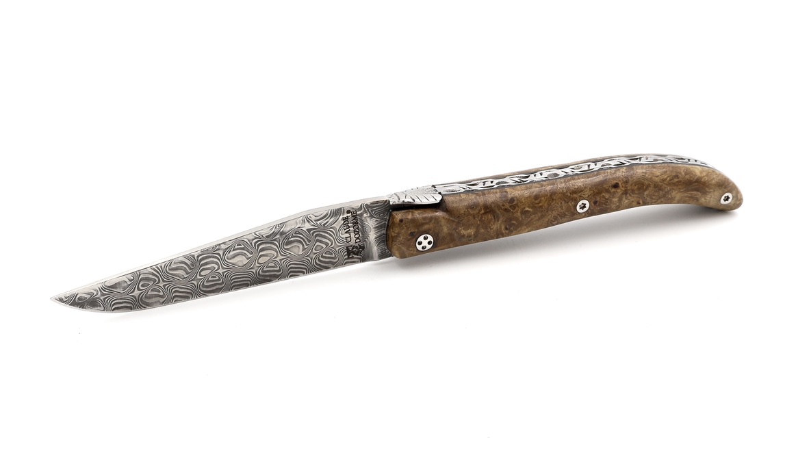 Claude DOZORME Laguiole LUX maple burl 12 cm DSC® damascus
