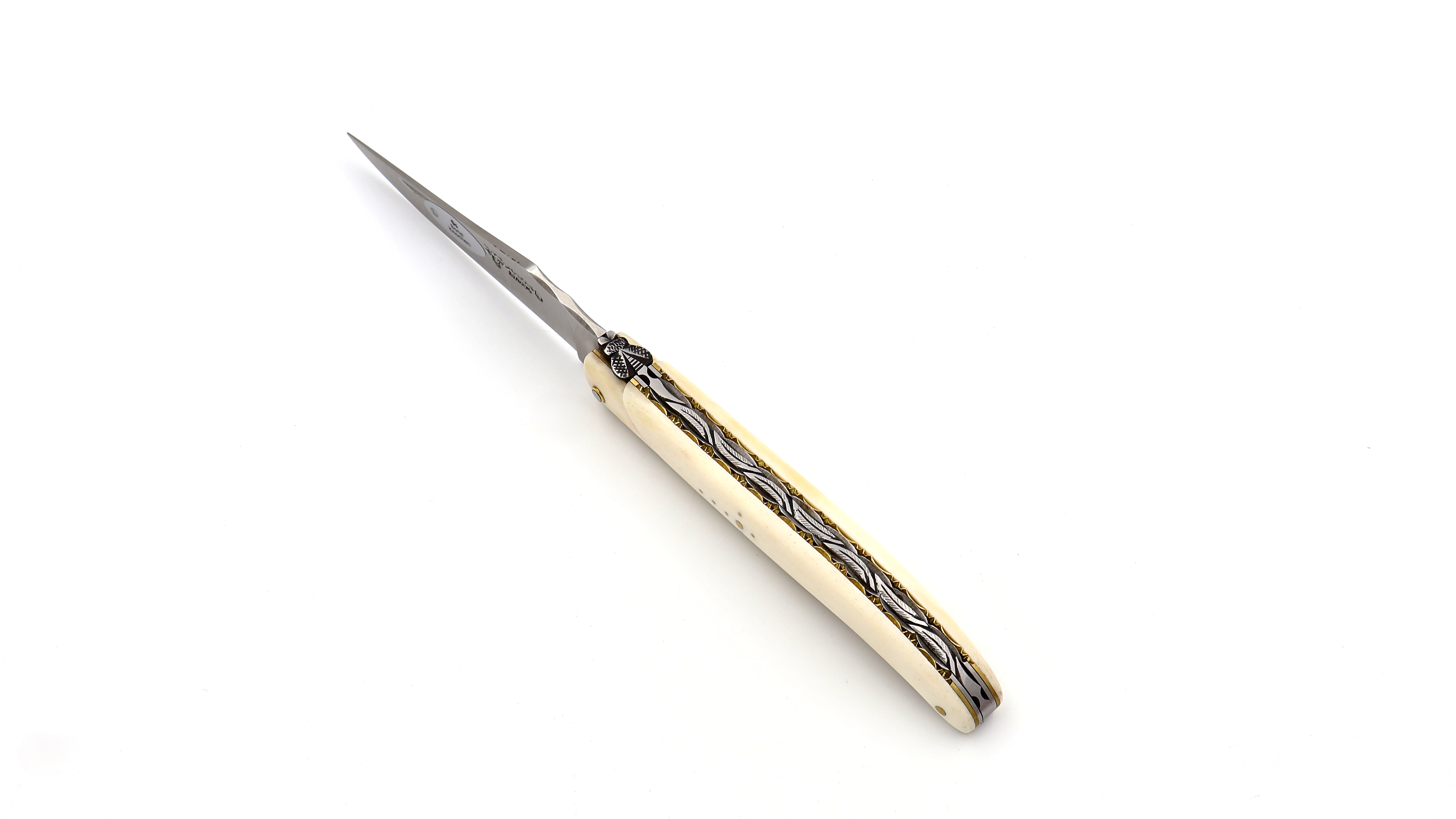 Laguiole en Aubrac Knochen massiv Messingplatine Doppelplatine 12 cm