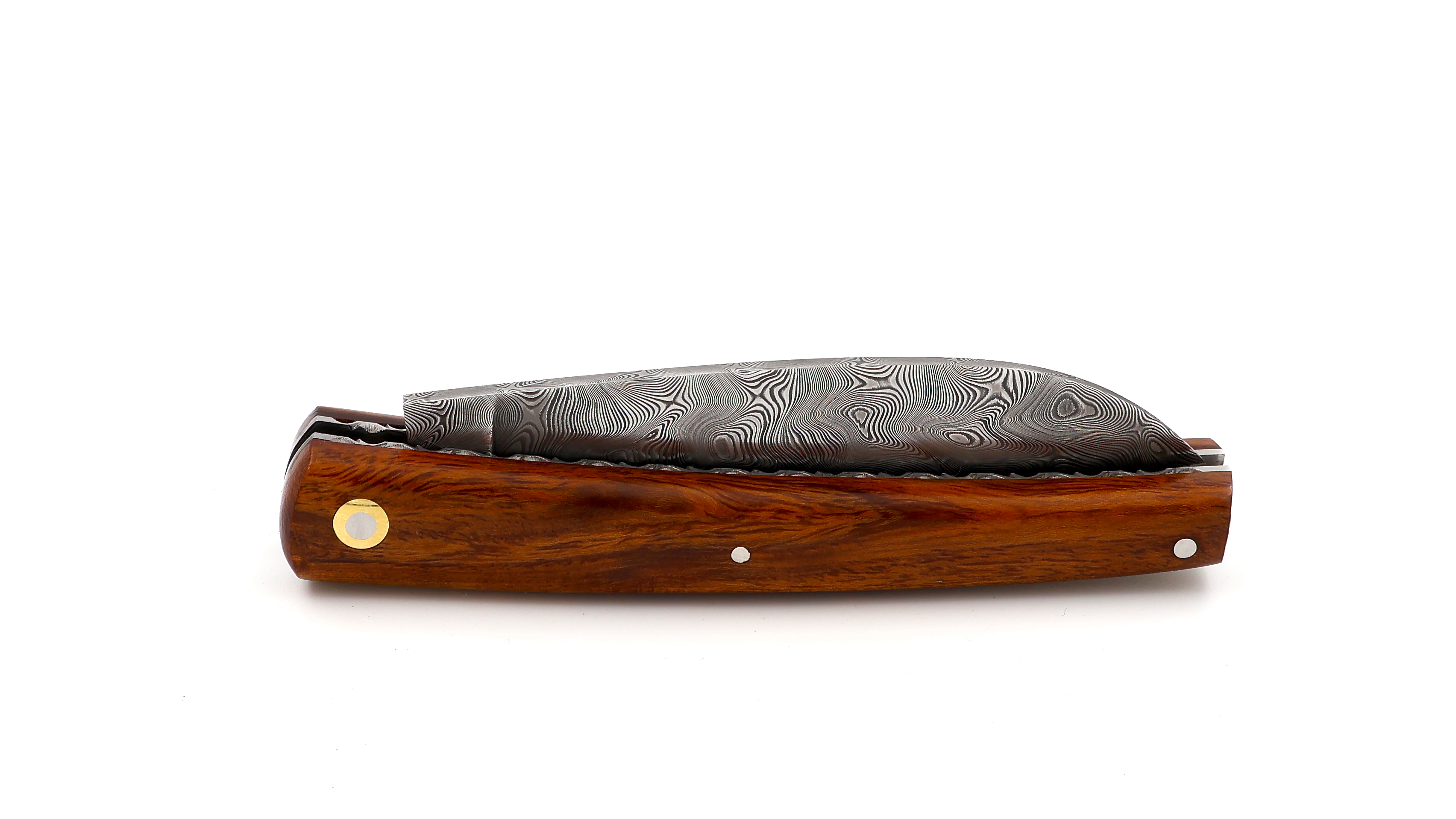 Liadou du Vallon® PETIT iron wood burl chiseled plates damascus 10,5 cm