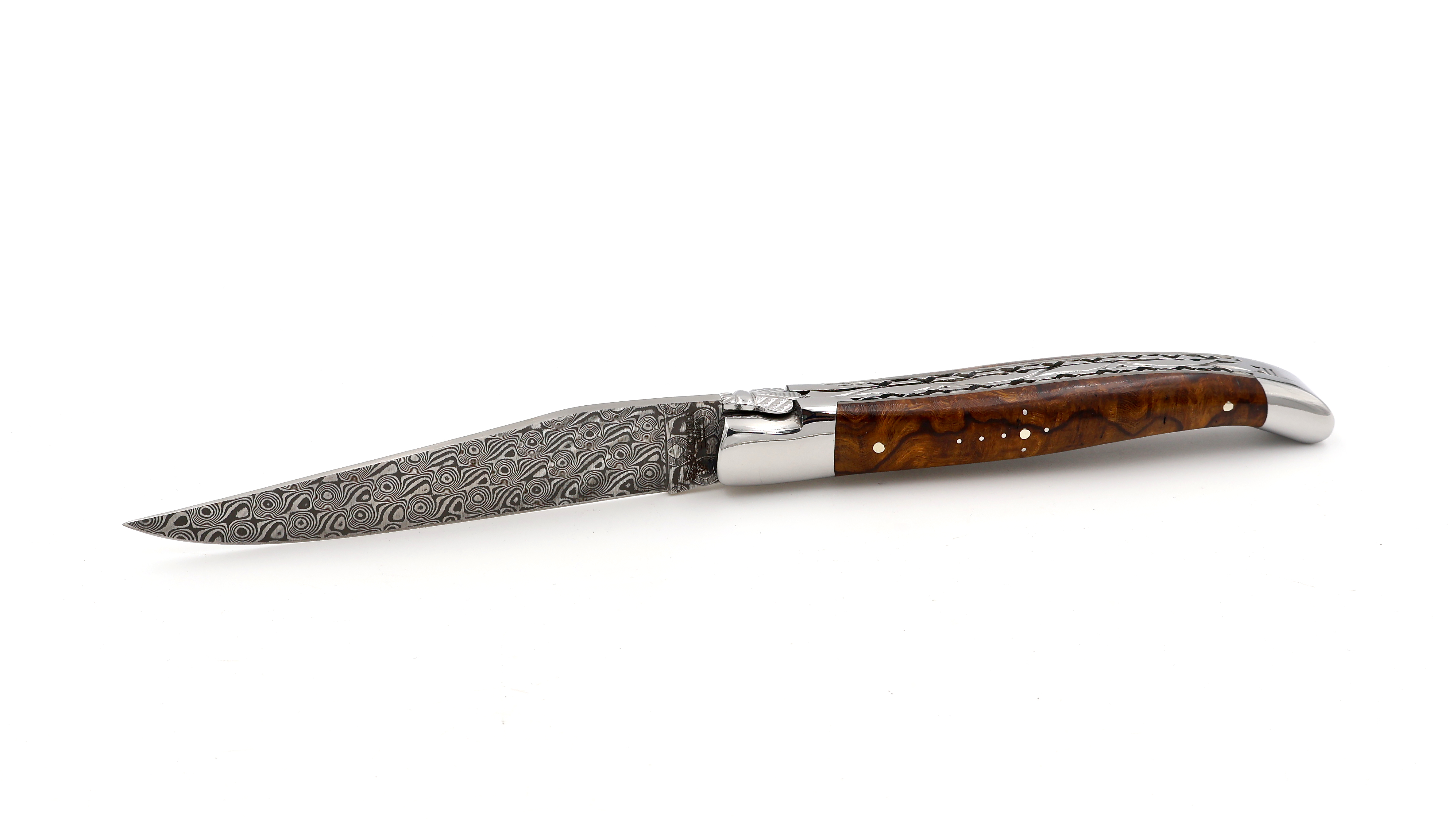 Laguiole en Aubrac DSC® damascus doubleplate knife Ironwood shiny 12 cm