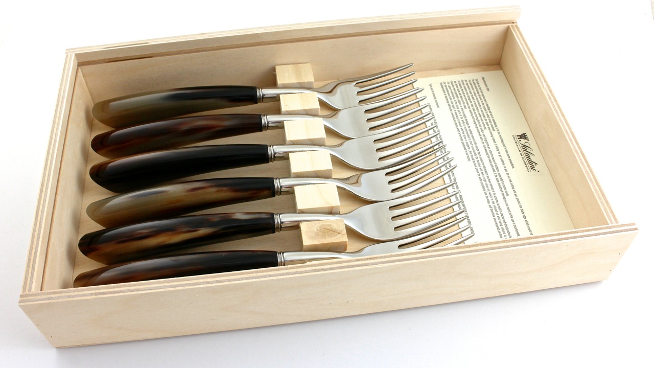 Saladini Steak Gabel Set 6-tlg. Hornspitze